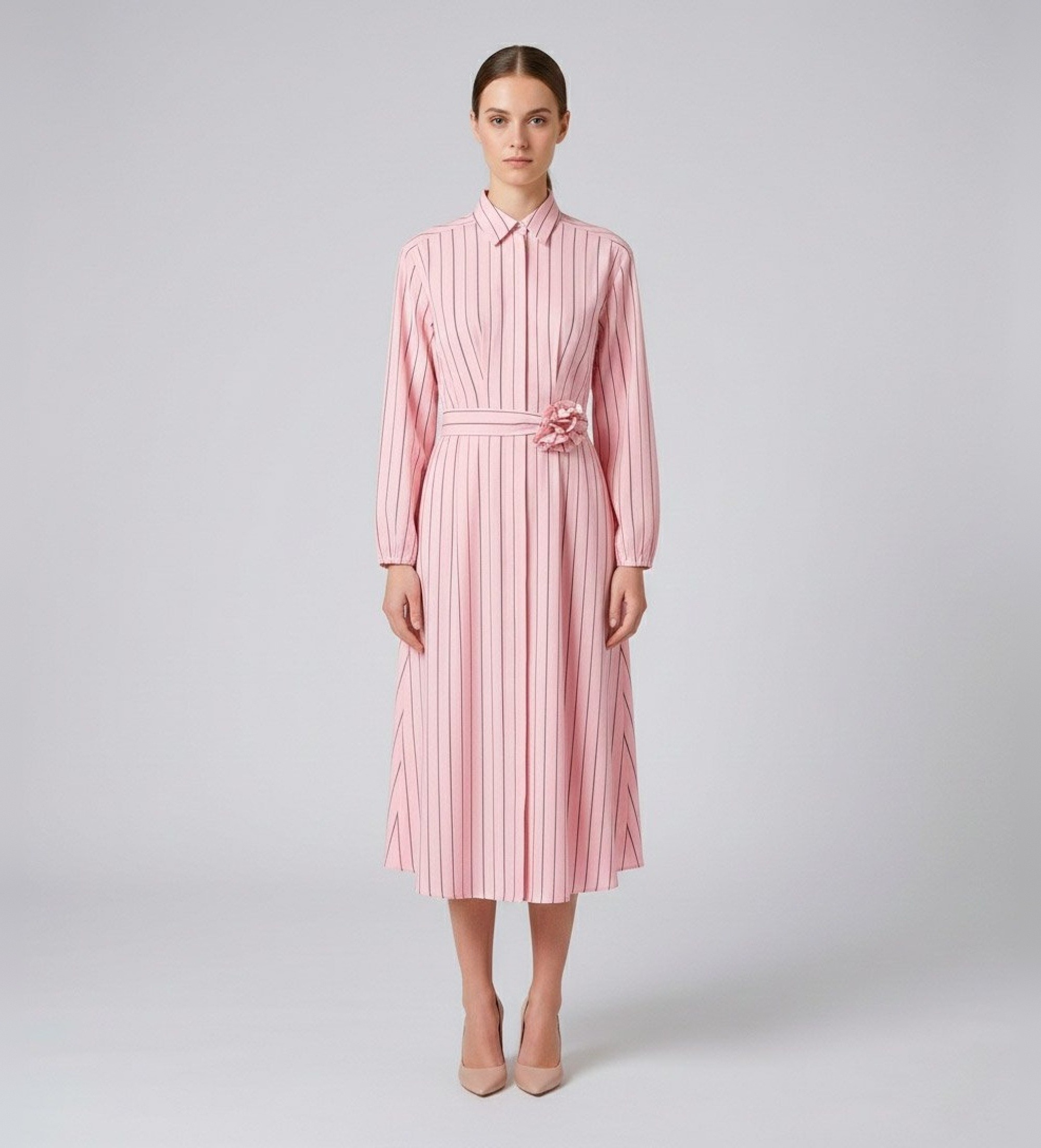 Marella für Damen. 2513221111200 Denis Kleid rosa (40), Lässig, Viskose, Langarm