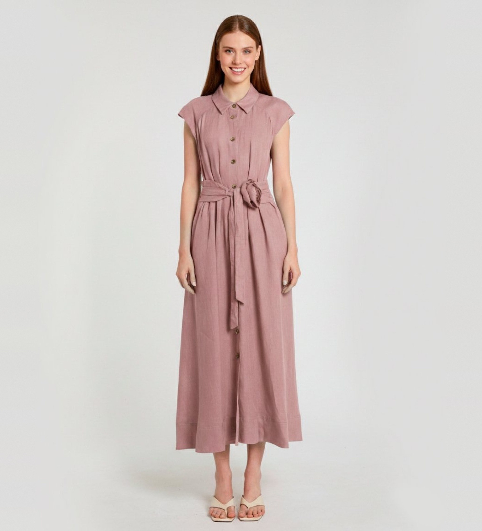 Marella für Damen. 2613221114200 Rosa Leinen Mlsvento Kleid (42), Lässig