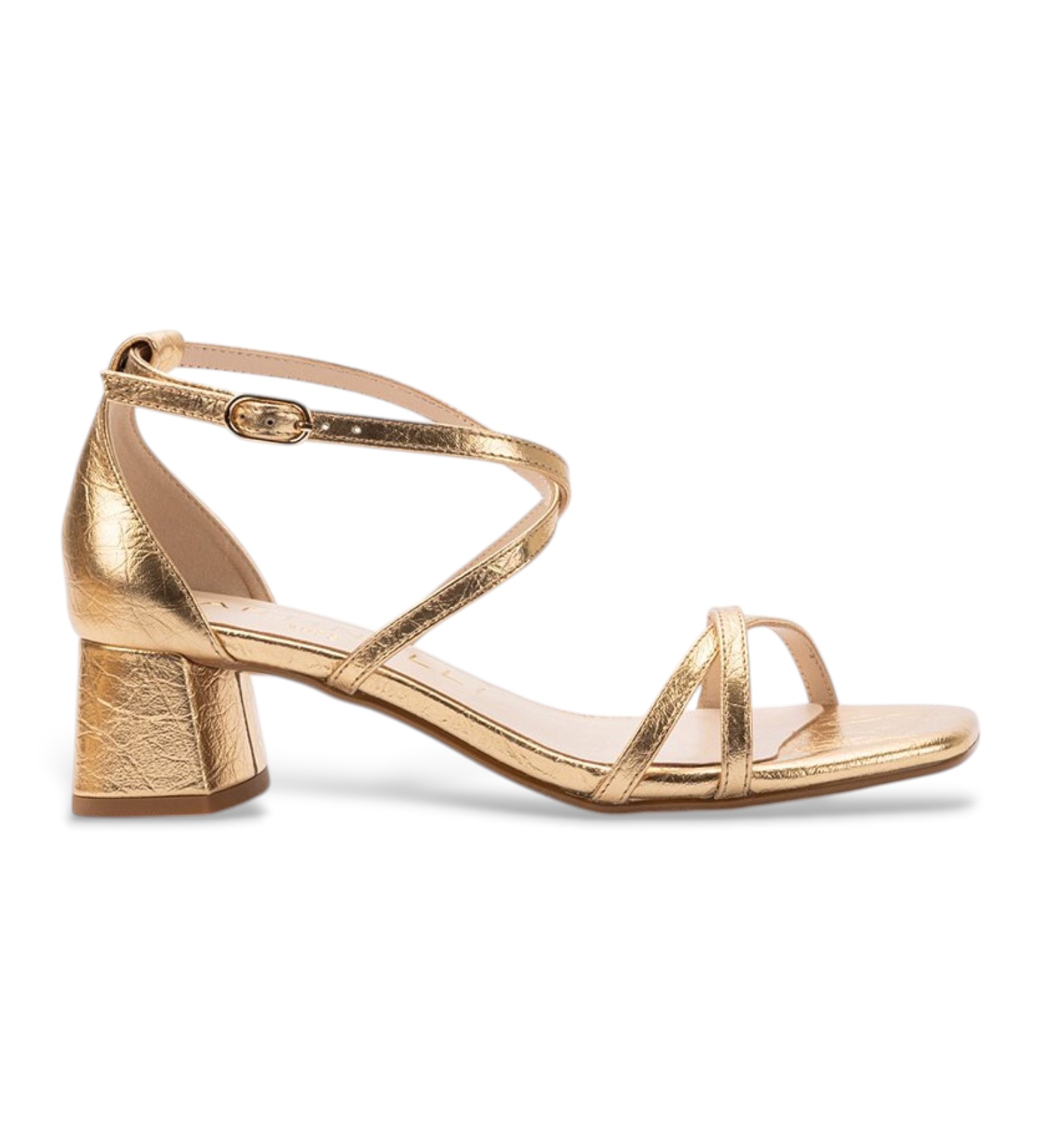Martinelli für Damen. S051-B431RY Goldene Vettabbia Ledersandalen (38), 5 bis 8 cm, Schnalle, Lässig, Klassisch