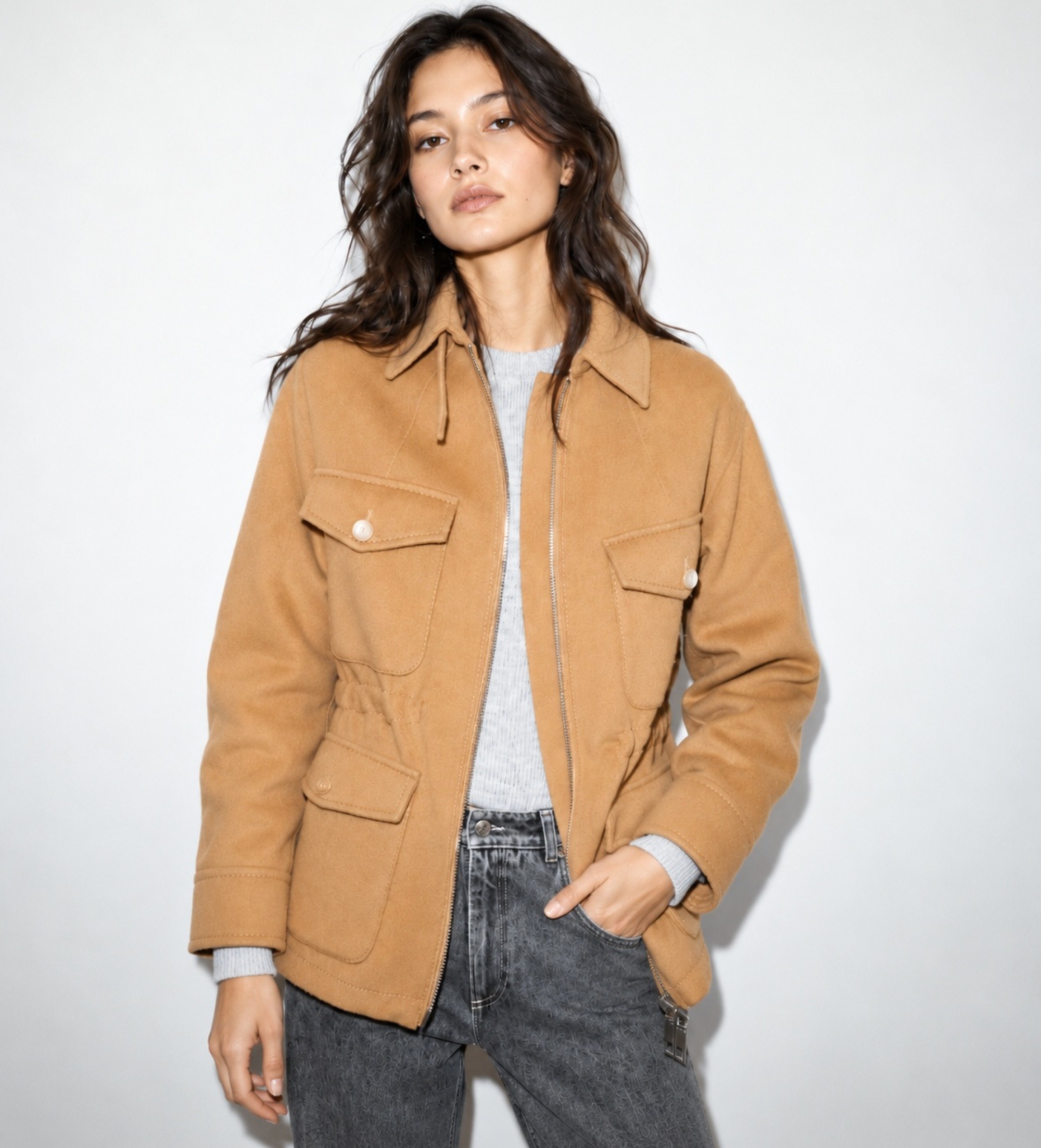 MAX&COvoor vrouwen. 2626086033200 Dubbellaags wollen veldjack Mcoleva beige (44), Casual