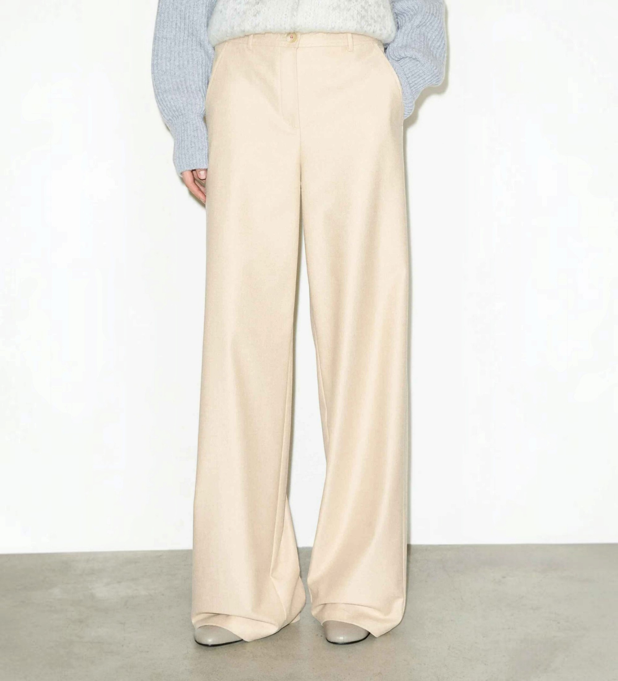 MAX&COvoor vrouwen. 2626136034200 Mcoegoista wijde pijp broek beige (40), Casual, Wol