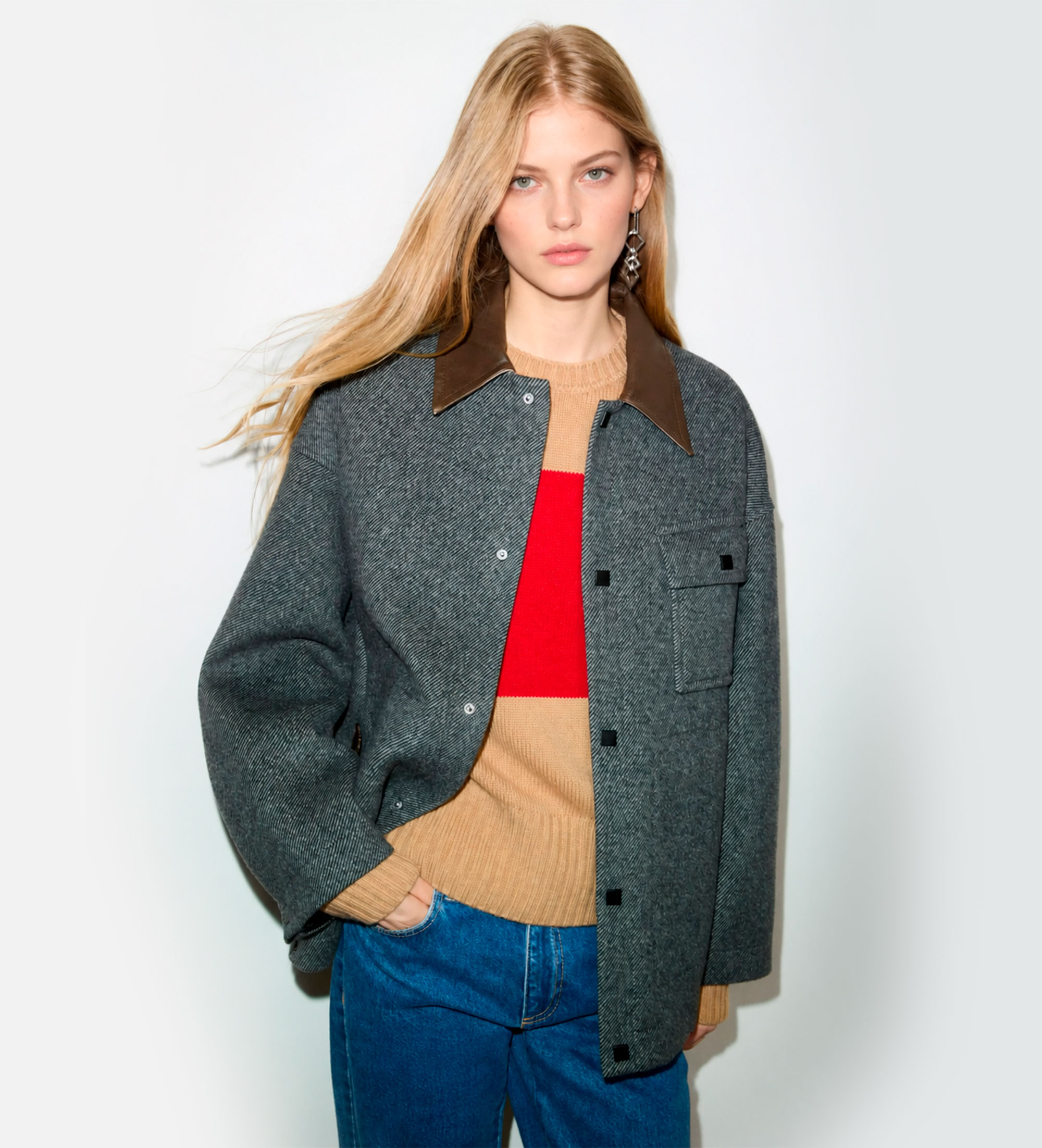 MAX&COvoor vrouwen. 2626086014200 Overhemdjack van dubbel geweven stof in grijze wolmix Mcohackdouble (S), Casual, Grijs