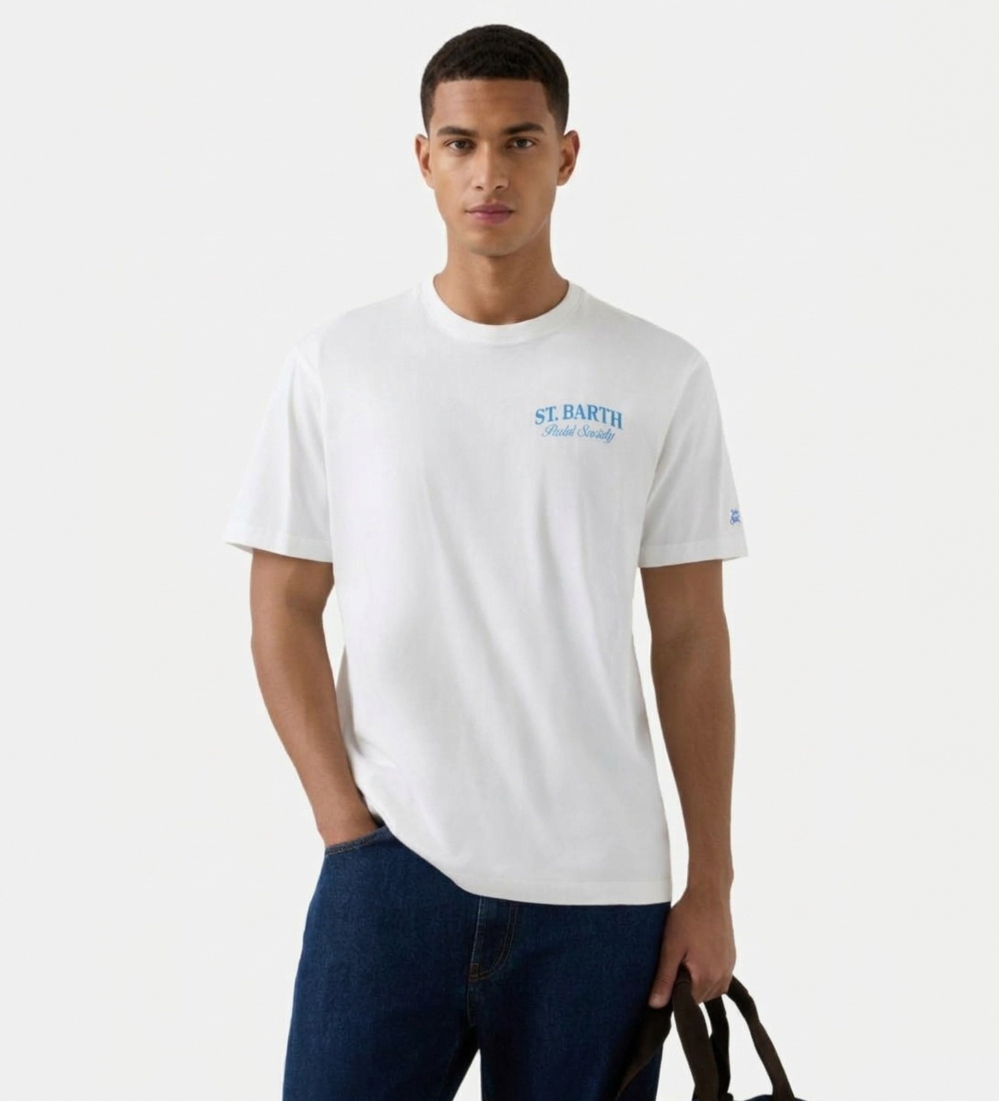 MC2 Saint Barthvoor mannen. ARN0001 Arnott Padel Society T-shirt wit (XL), Casual, Katoen, Korte mouwen