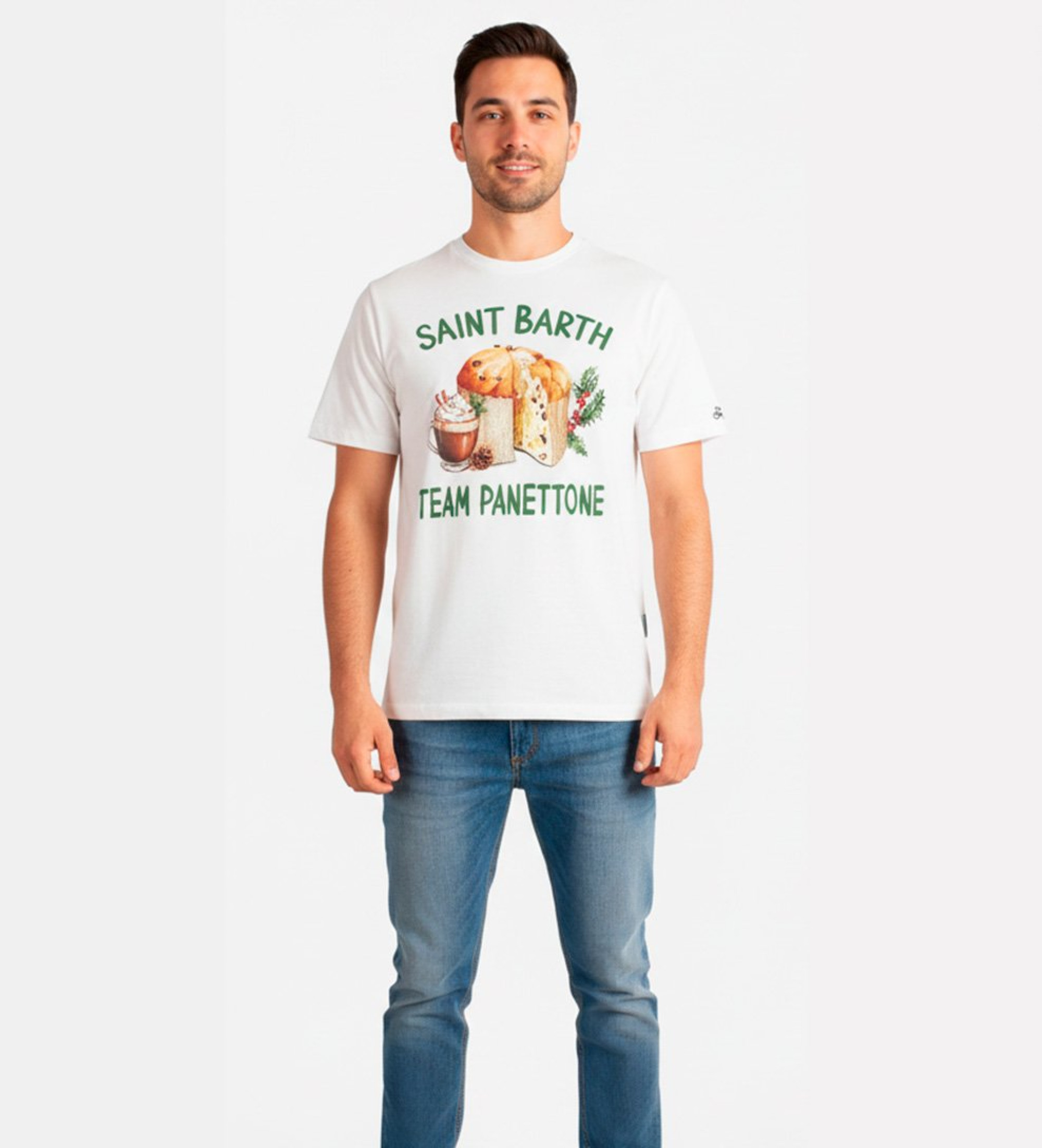 MC2 Saint Barth für Herren. ARN0004 T-shirt Panettone weiß (XL), Lässig, Baumwolle, Kurzarm