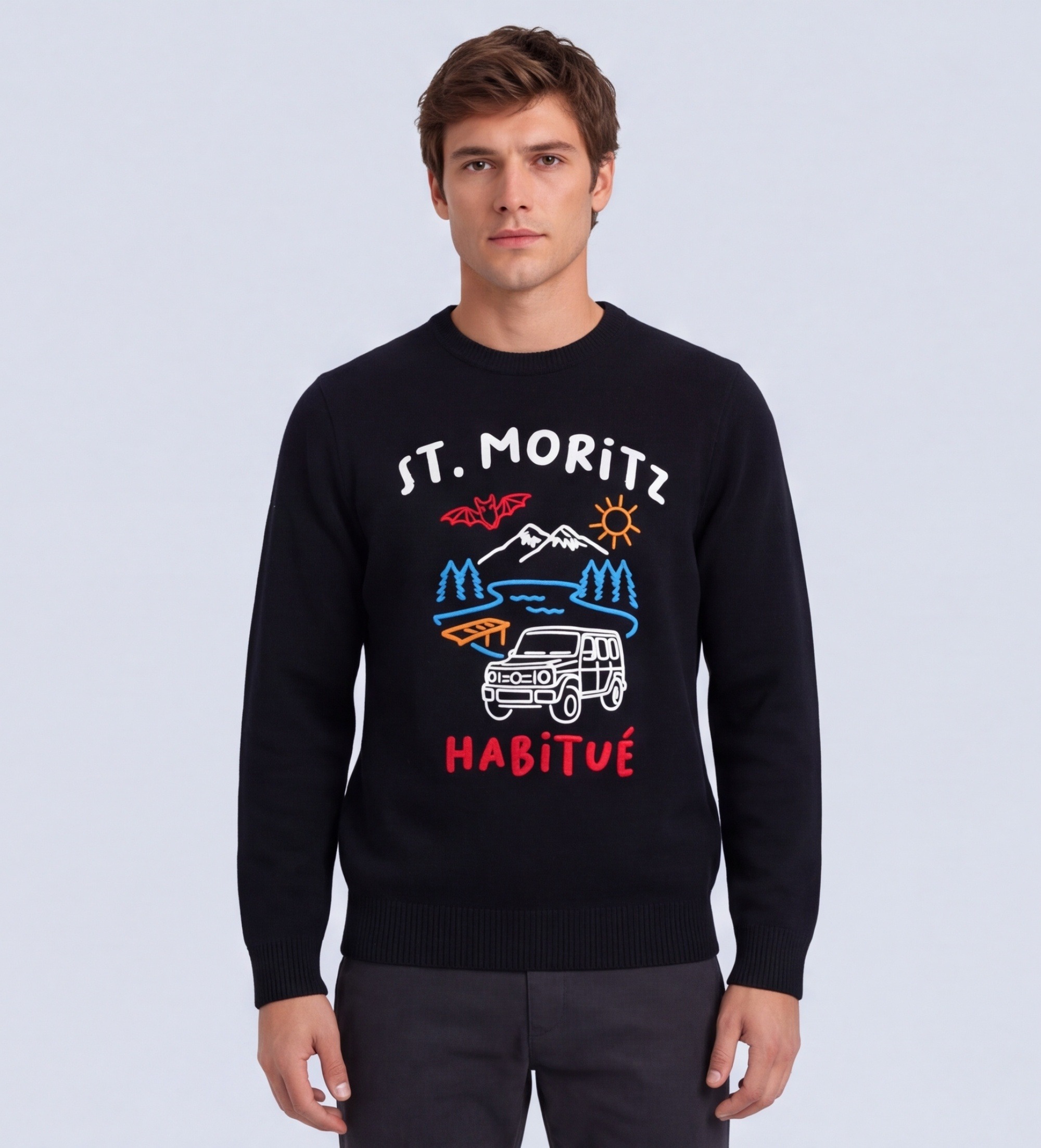 MC2 Saint Barthvoor mannen. HER0001 Zwarte Heron-trui (L), Casual, Wol