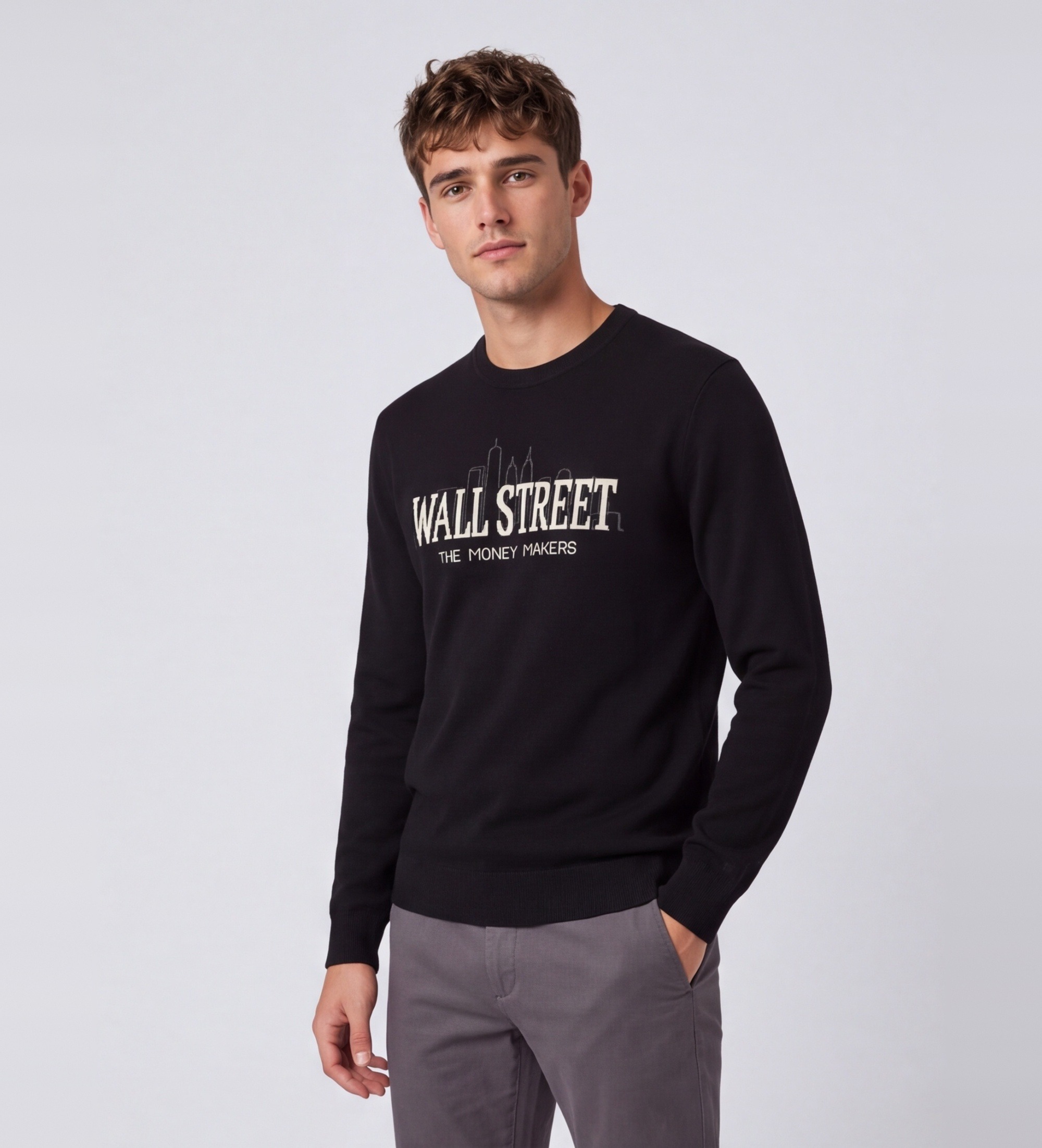 MC2 Saint Barthvoor mannen. HER0005 Zwart gebreide trui Heron Light (S), Casual, Wol