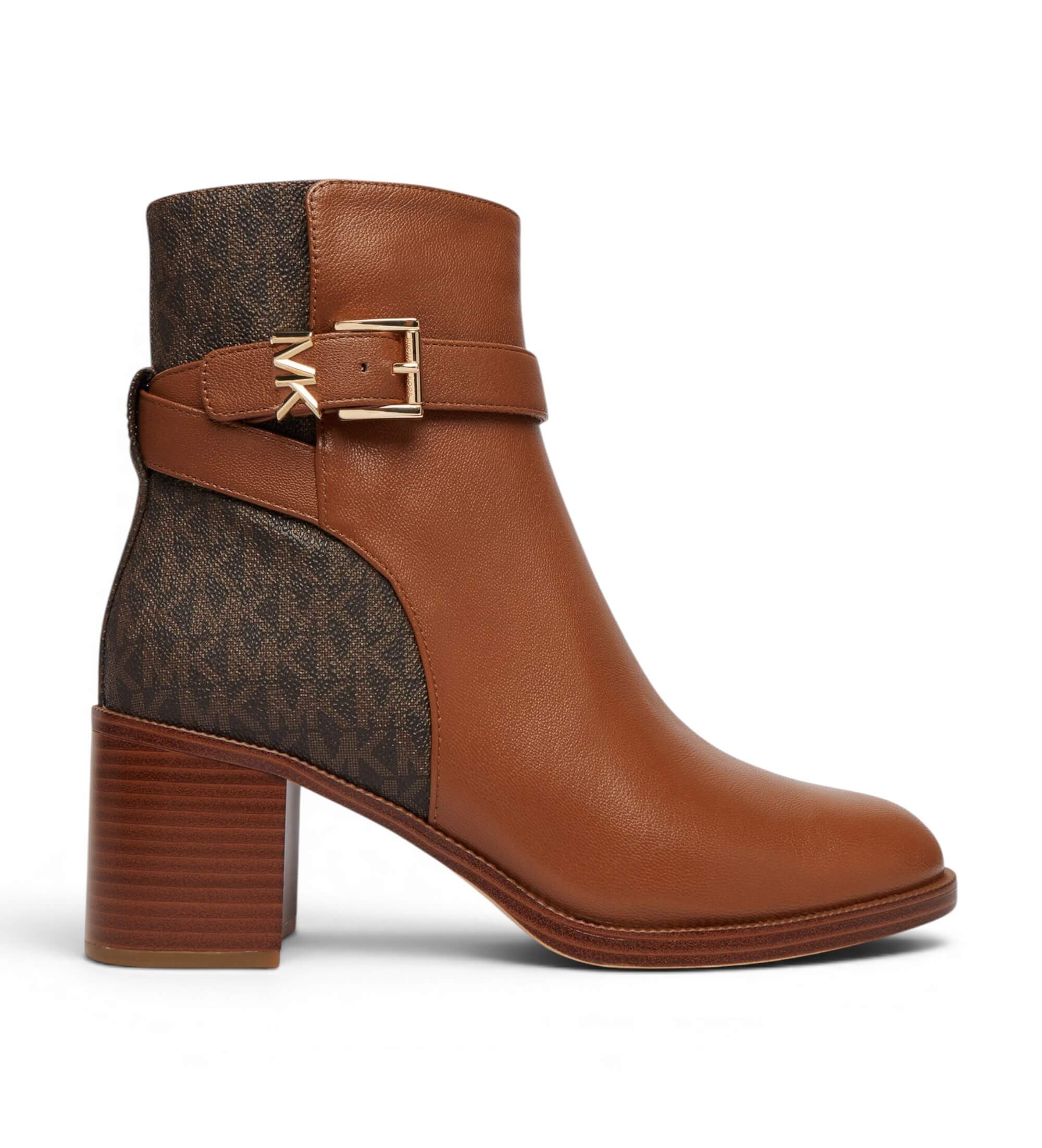 Michael Kors für Damen. 40T6RCME6L Braune Leder-Stiefeletten mit Rachel-Absatz (36), 3 bis 5 cm, Reißverschluss, Lässig, Klassisch