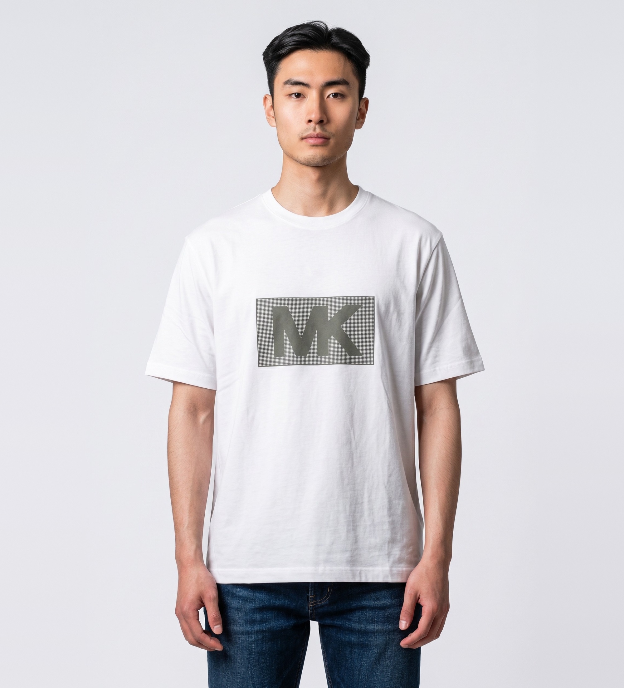 Michael Kors für Herren. CT6531DFV4 T-Shirt Dot weiß (S), Lässig, Baumwolle, Kurzarm