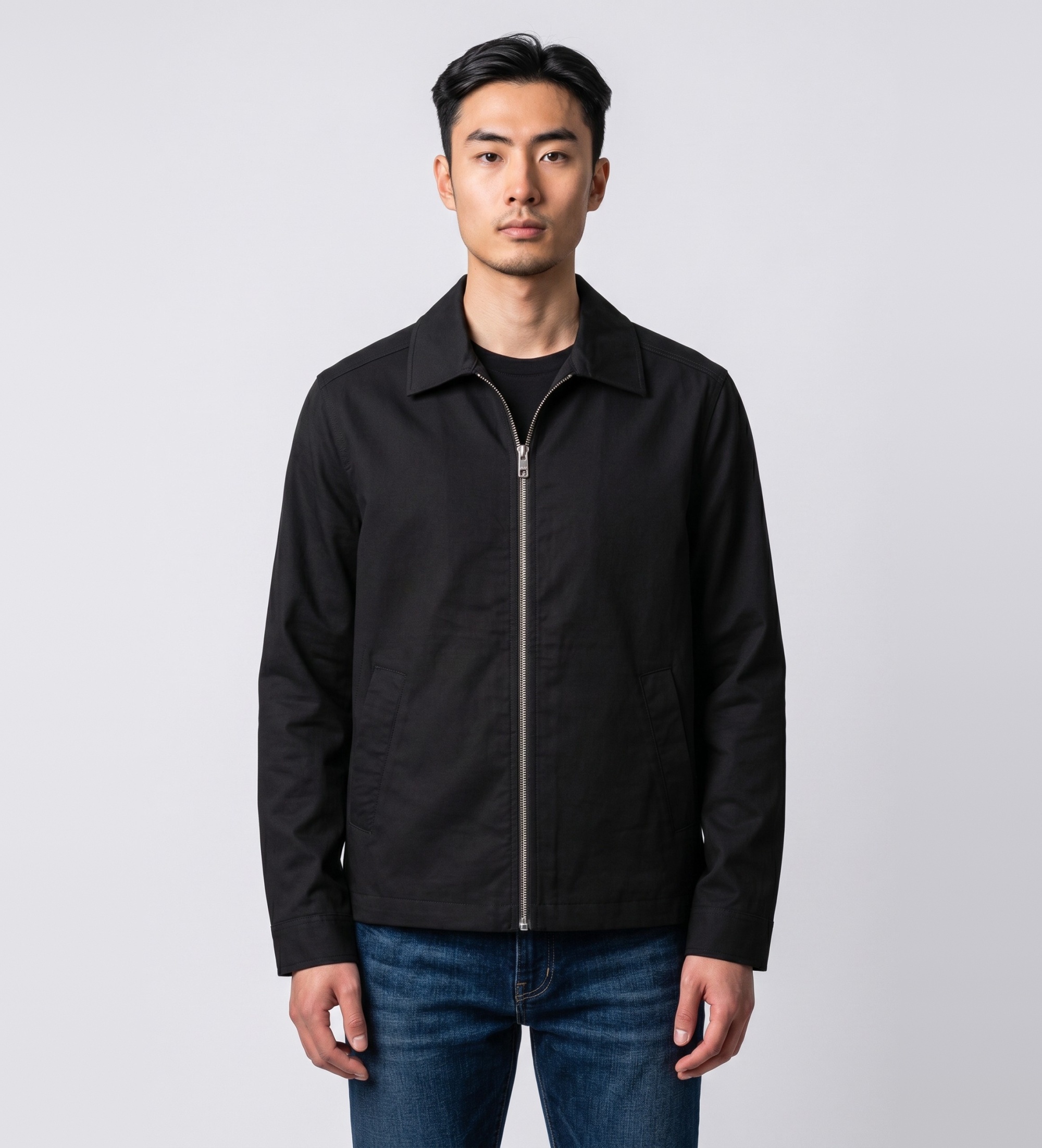Michael Kors für Herren. CT64086L6C Langärmelige tropische Tech-Jacke mit Reißverschluss schwarz (M), Lässig, Polyester
