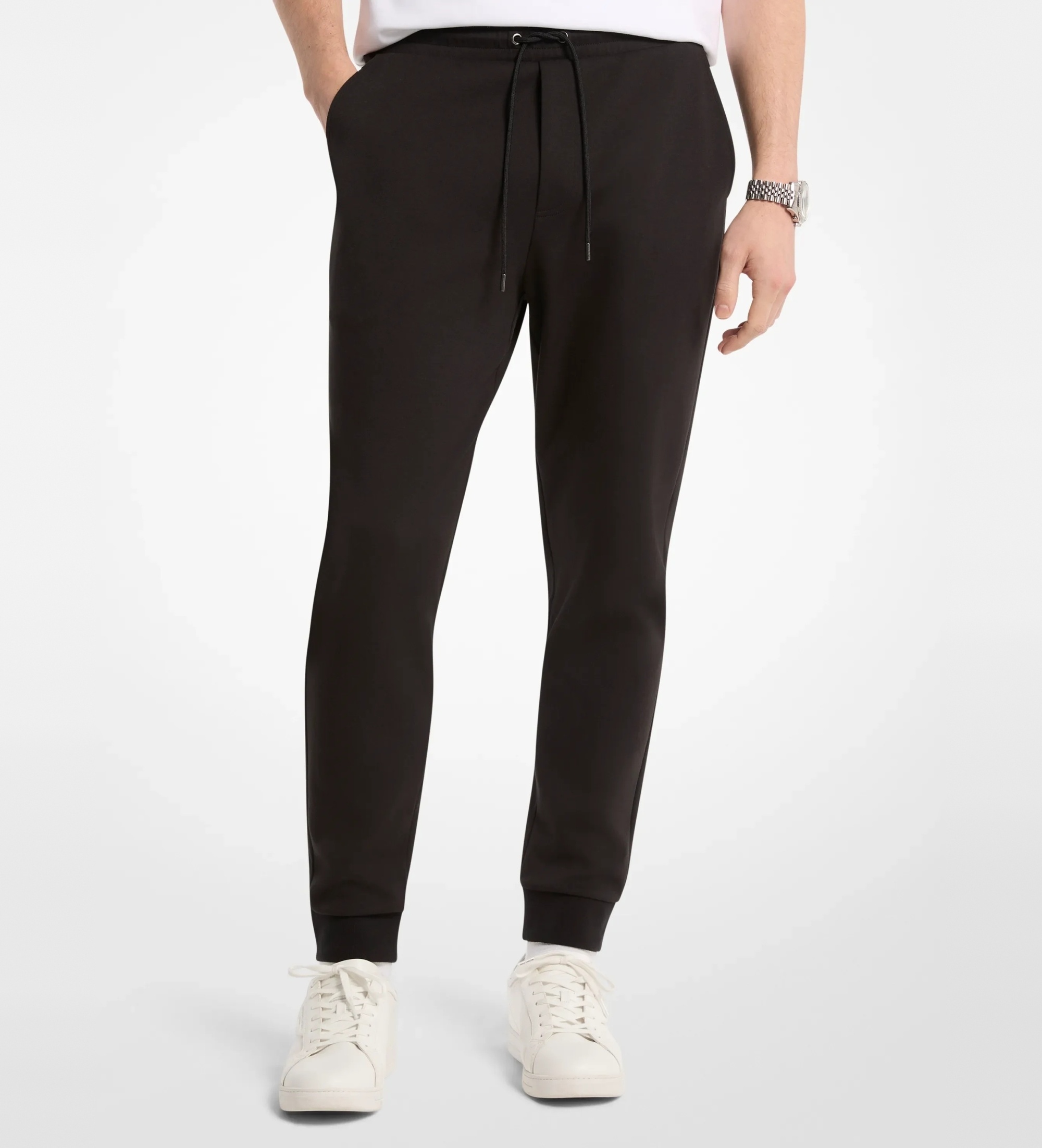Michael Kors für Herren. CT6532D5MF Jogginghose aus Baumwollmischung mit schwarzem Logo (S), Lässig, Bio-Baumwolle