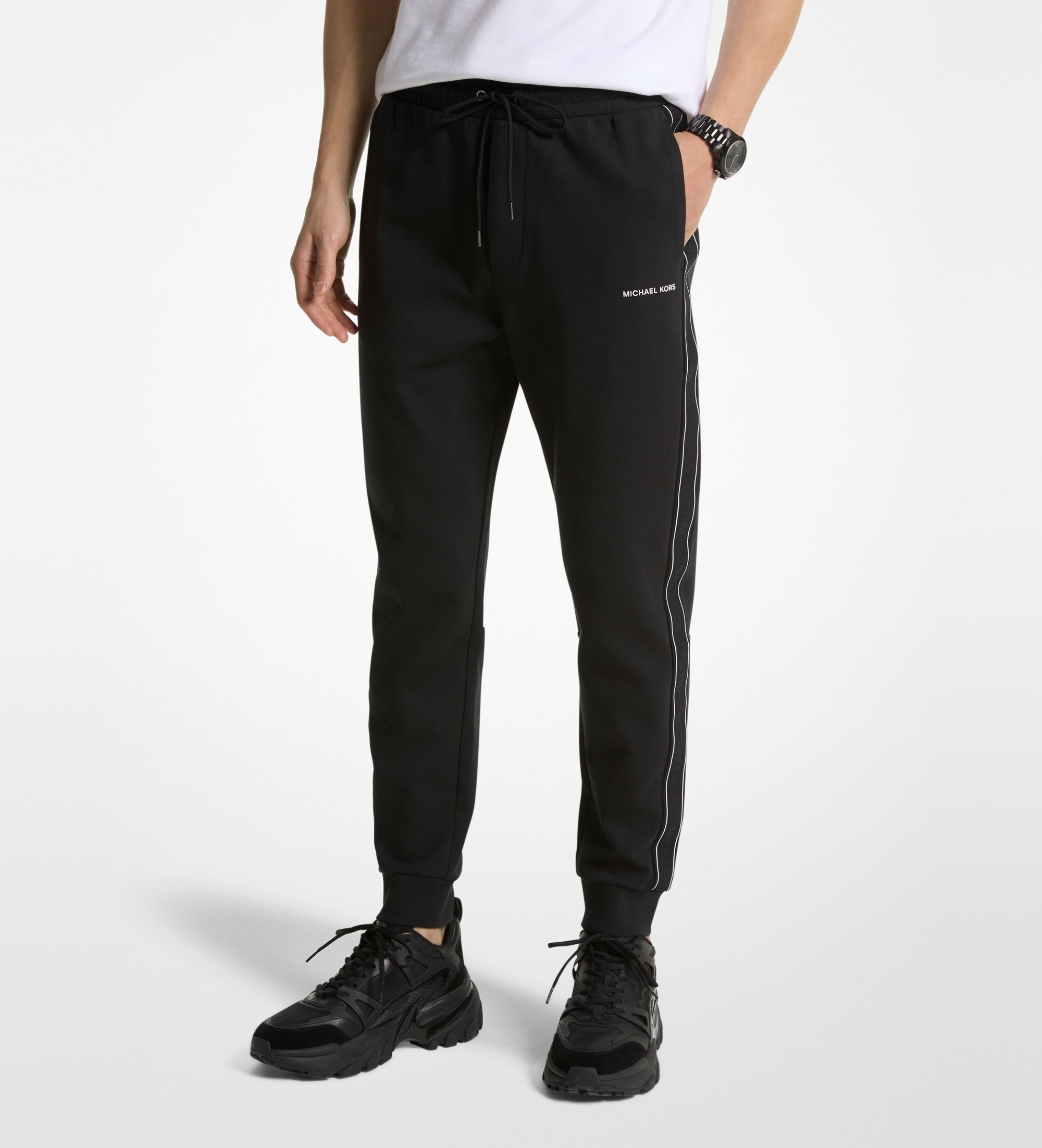 Michael Kors für Herren. CT4524J5MF Jogger-Hose Gemischt mit Streifen schwarz (XXL), Lässig, Baumwolle
