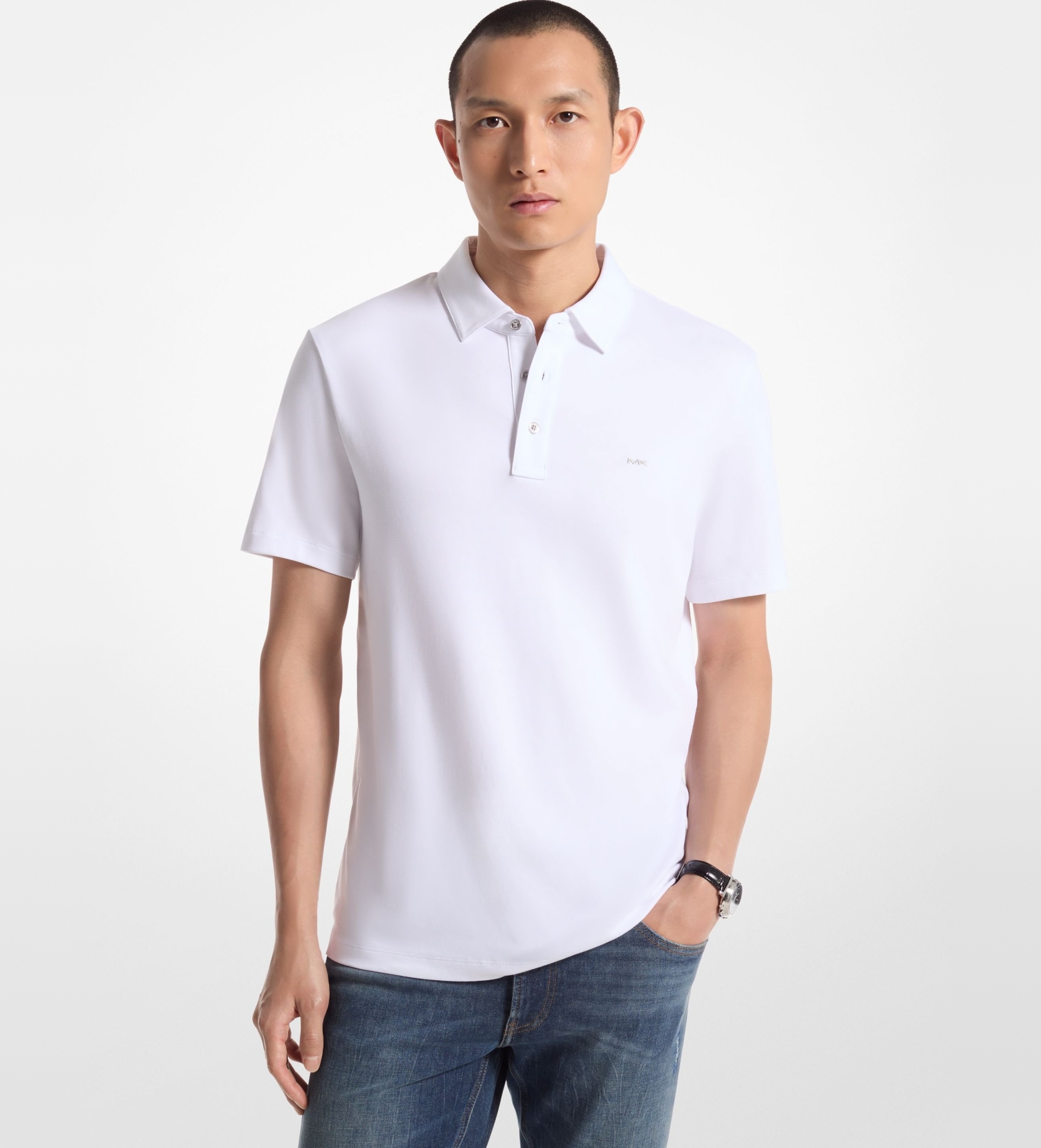 Michael Kors für Herren. CB95FGVC93 Weißes Poloshirt aus Baumwolle (S), Lässig, Kurzarm