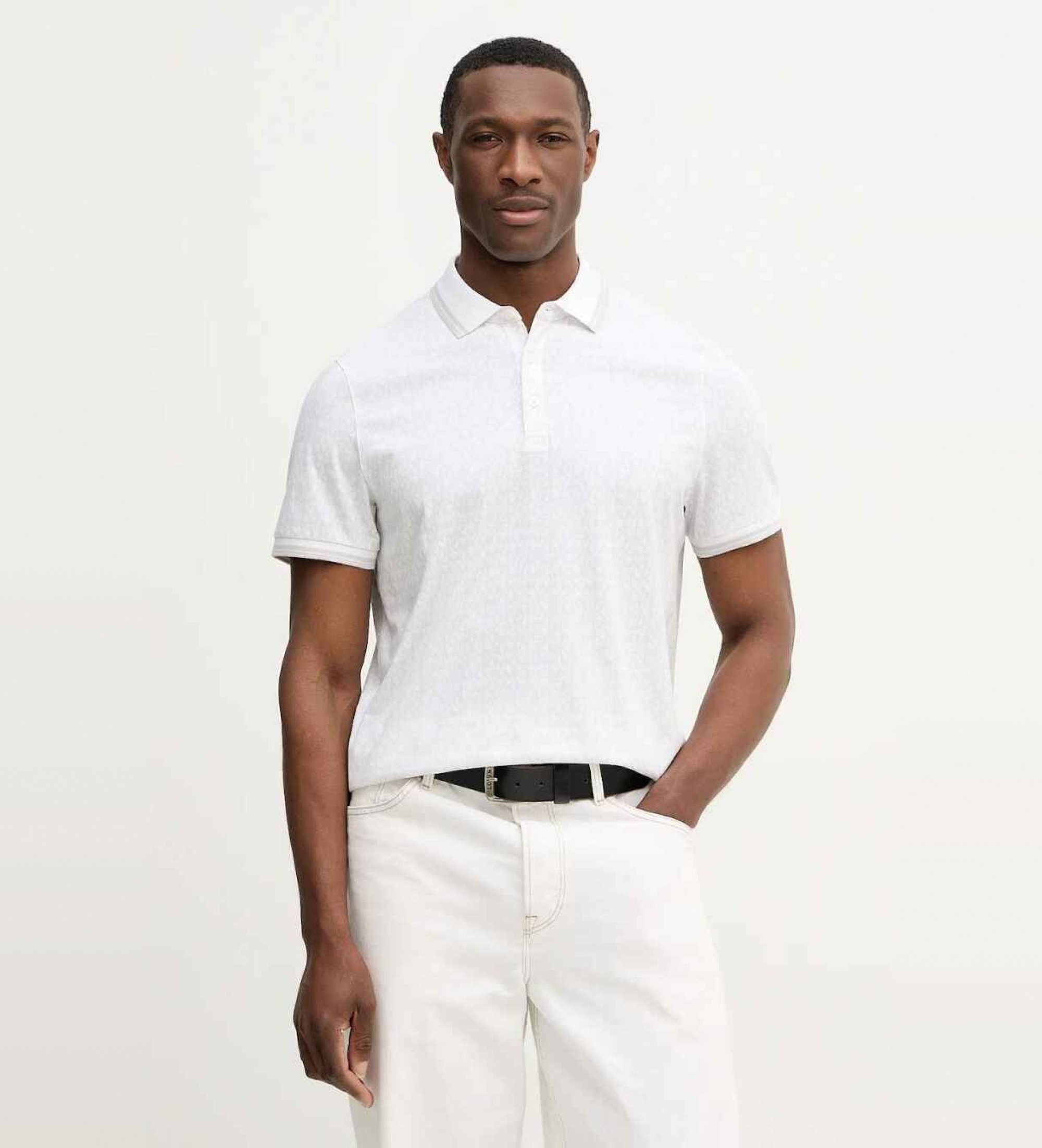Michael Kors für Herren. CS550V85KS Greenwich Poloshirt weiß (M), Lässig, Baumwolle, Kurzarm
