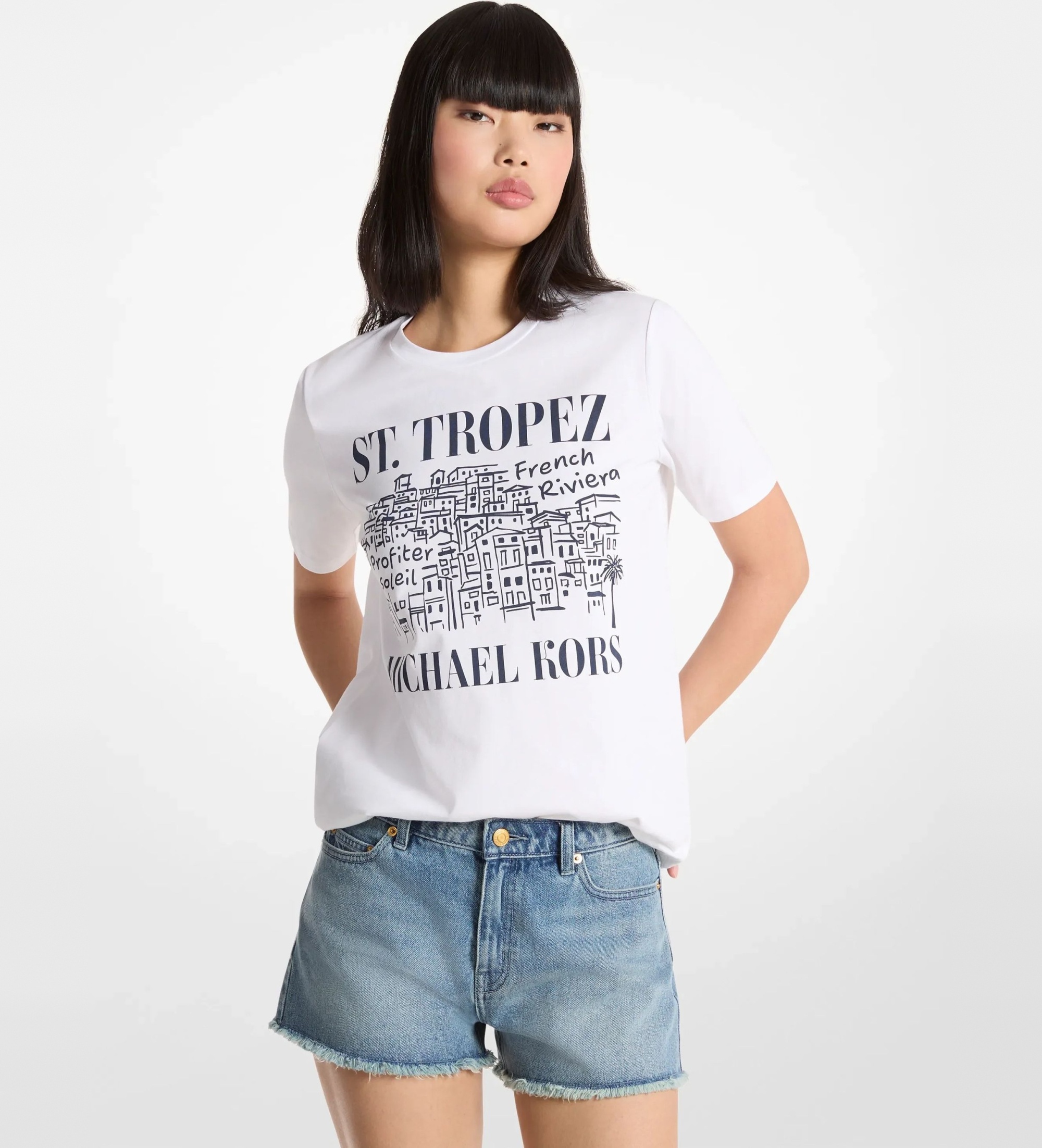 Michael Kors für Damen. MS6520K97J T-Shirt Tropez weiß (XS), Lässig, Baumwolle, Kurzarm