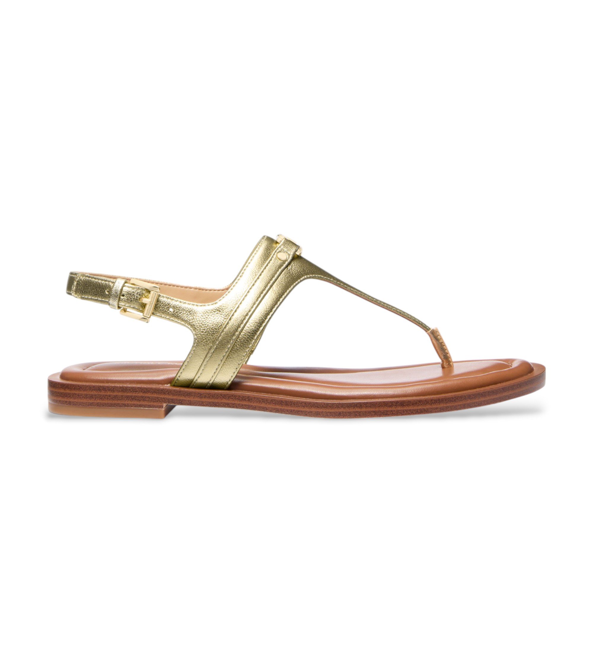 Michael Kors für Damen. 40S5MAFS2M Goldene Glattledersandalen (38), Wohnung, Schnalle, Lässig