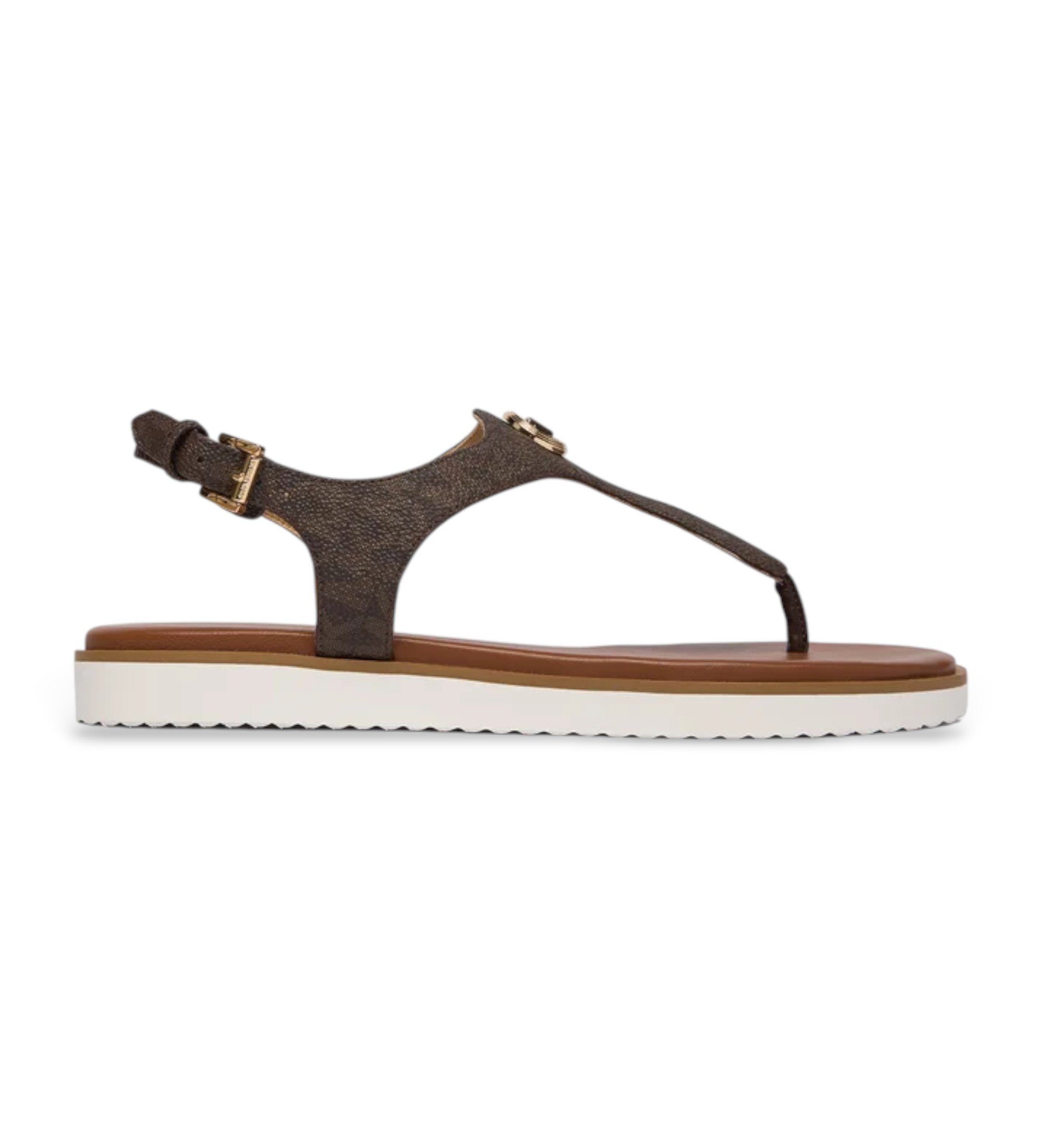 Michael Kors für Damen. 40R6VAFS1B Braune Sandalen mit Monogramm (37), Wohnung, Schnalle, Lässig, Polyurethan