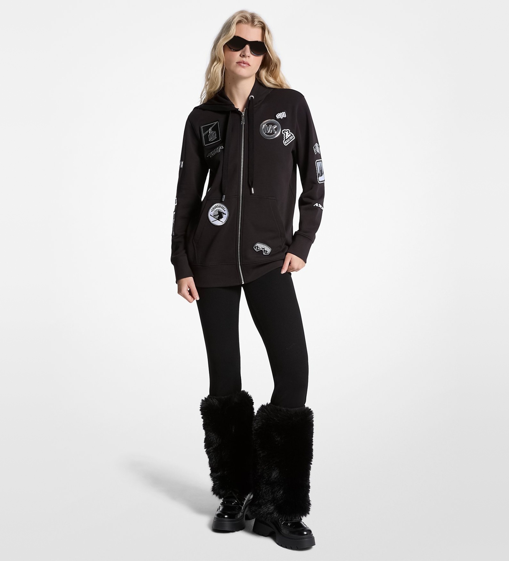Michael Kors für Damen. MF551WQ4MY Schwarzes Sweatshirt aus Baumwollfrottee (M), Lässig, Bio-Baumwolle, Nachhaltig