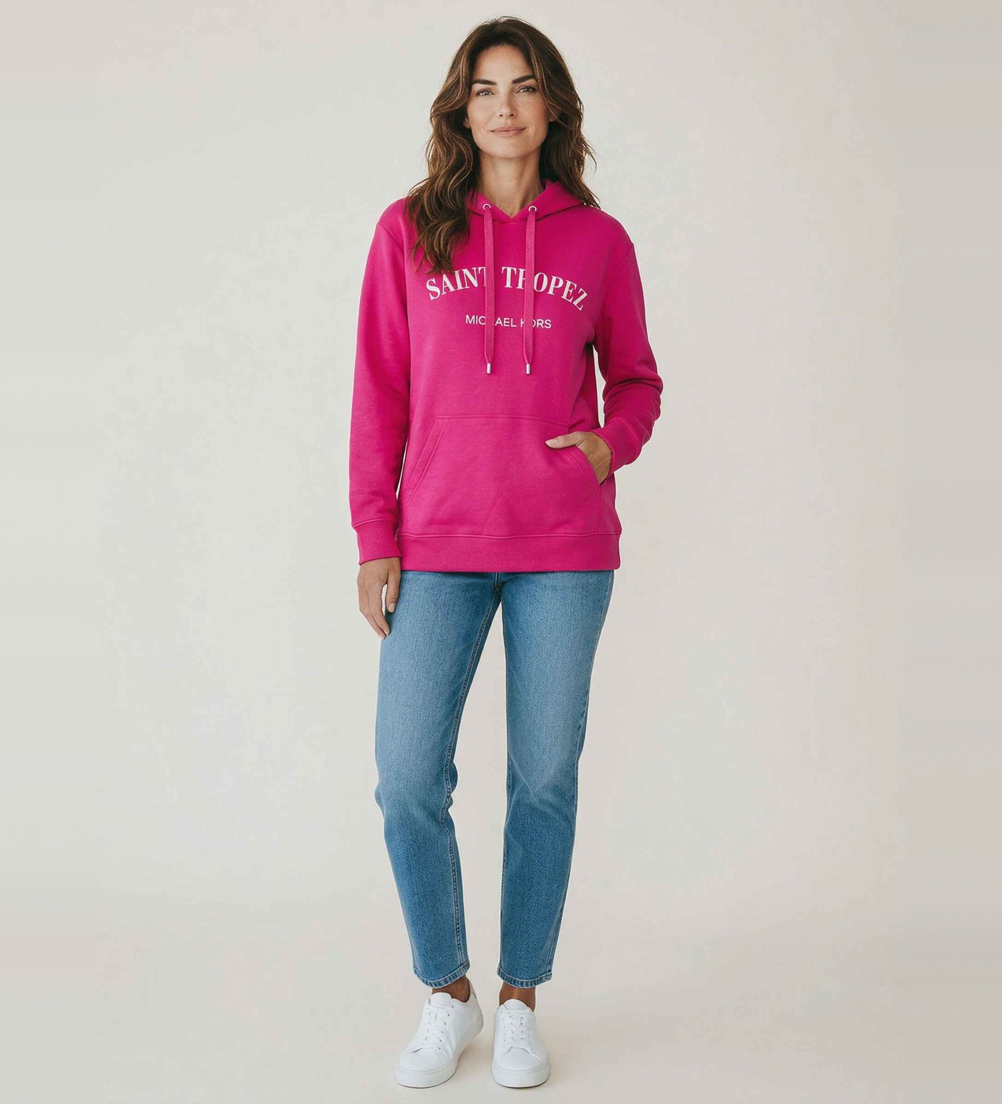 Michael Kors für Damen. MS6520W4MY Rosa Sweatshirt mit gesticktem Logo (M), Lässig, Baumwolle