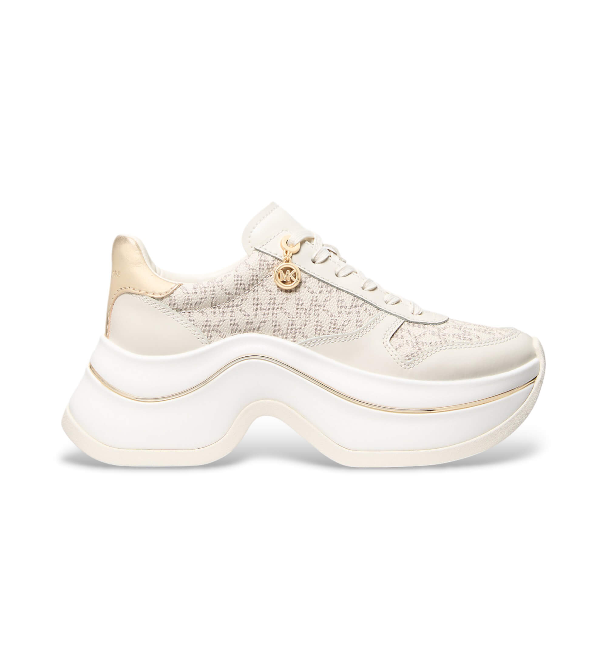 Michael Kors für Damen. 43F5ARFS2L Arla beige Lederpantoffeln (8.5), 5 bis 8 cm, Schnürsenkel, Lässig