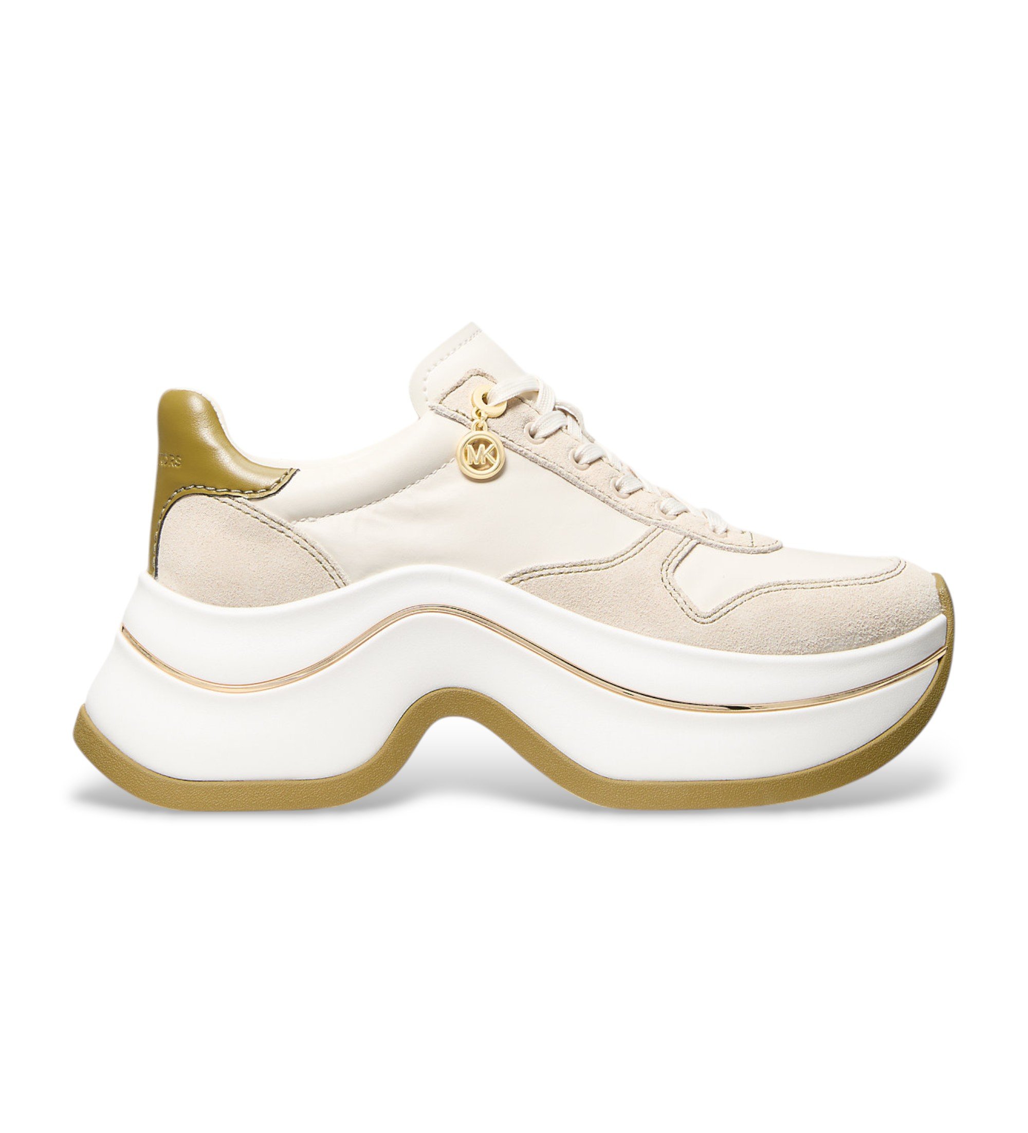 Michael Kors für Damen. 43F5ARFS2S Arla beige Lederpantoffeln (41), 5 bis 8 cm, Schnürsenkel, Lässig