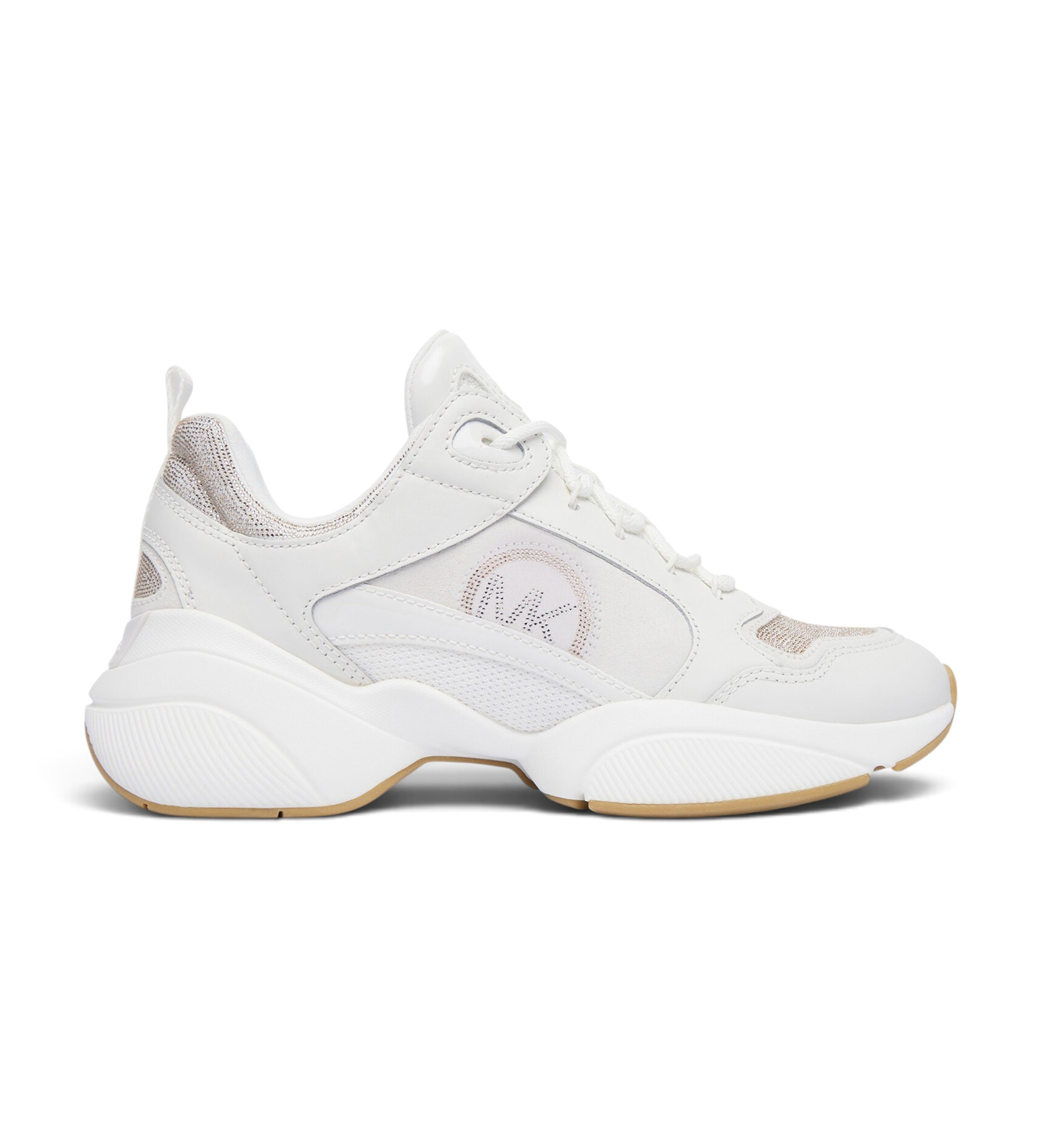 Michael Kors für Damen. 43T6BWFS3L Bowie Sneaker aus Leder in Weiß (38), Wohnung, 1 bis 3 cm, Schnürsenkel, Lässig