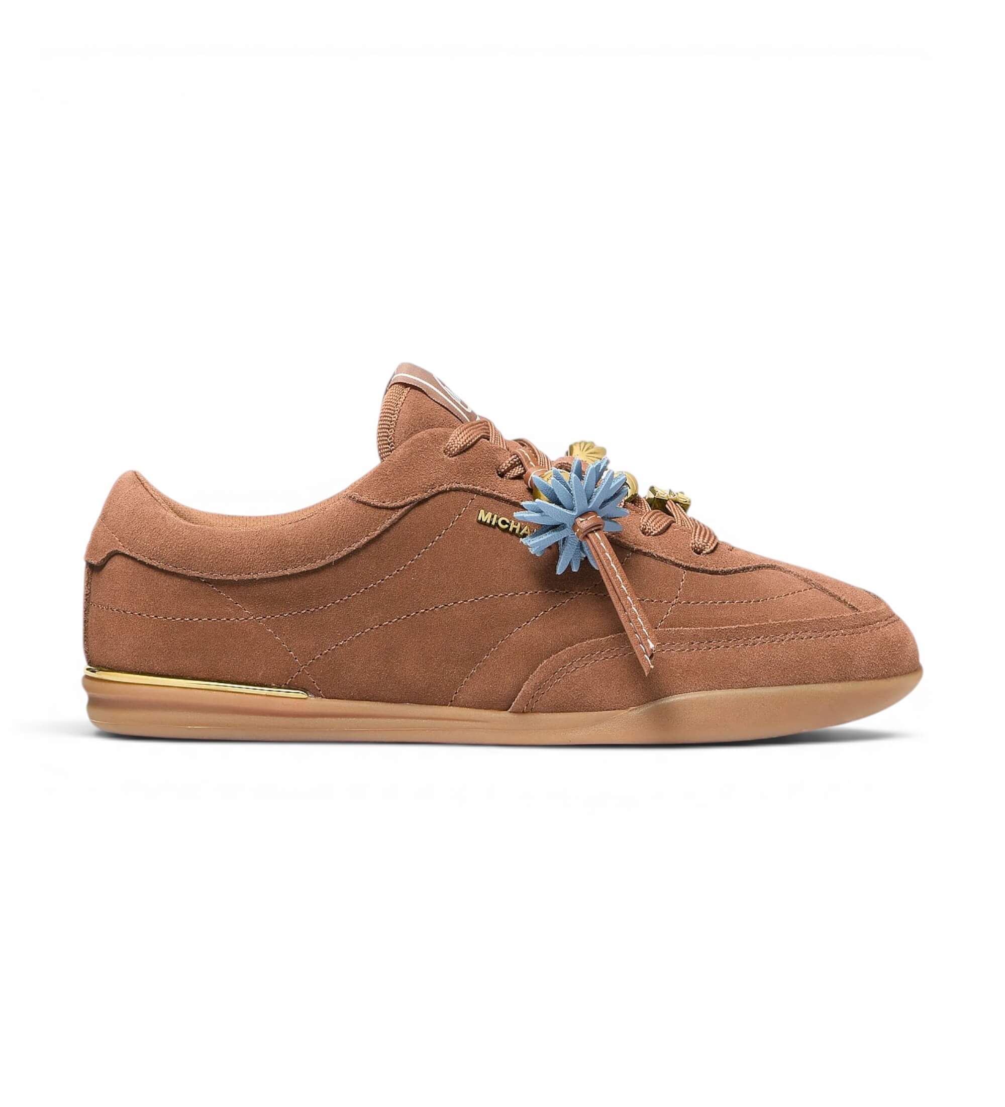 Michael Kors für Damen. 43S6NOFS2S Nolan Ledersneaker mit Verzierungen braun (39), Wohnung, Schnürsenkel, Lässig