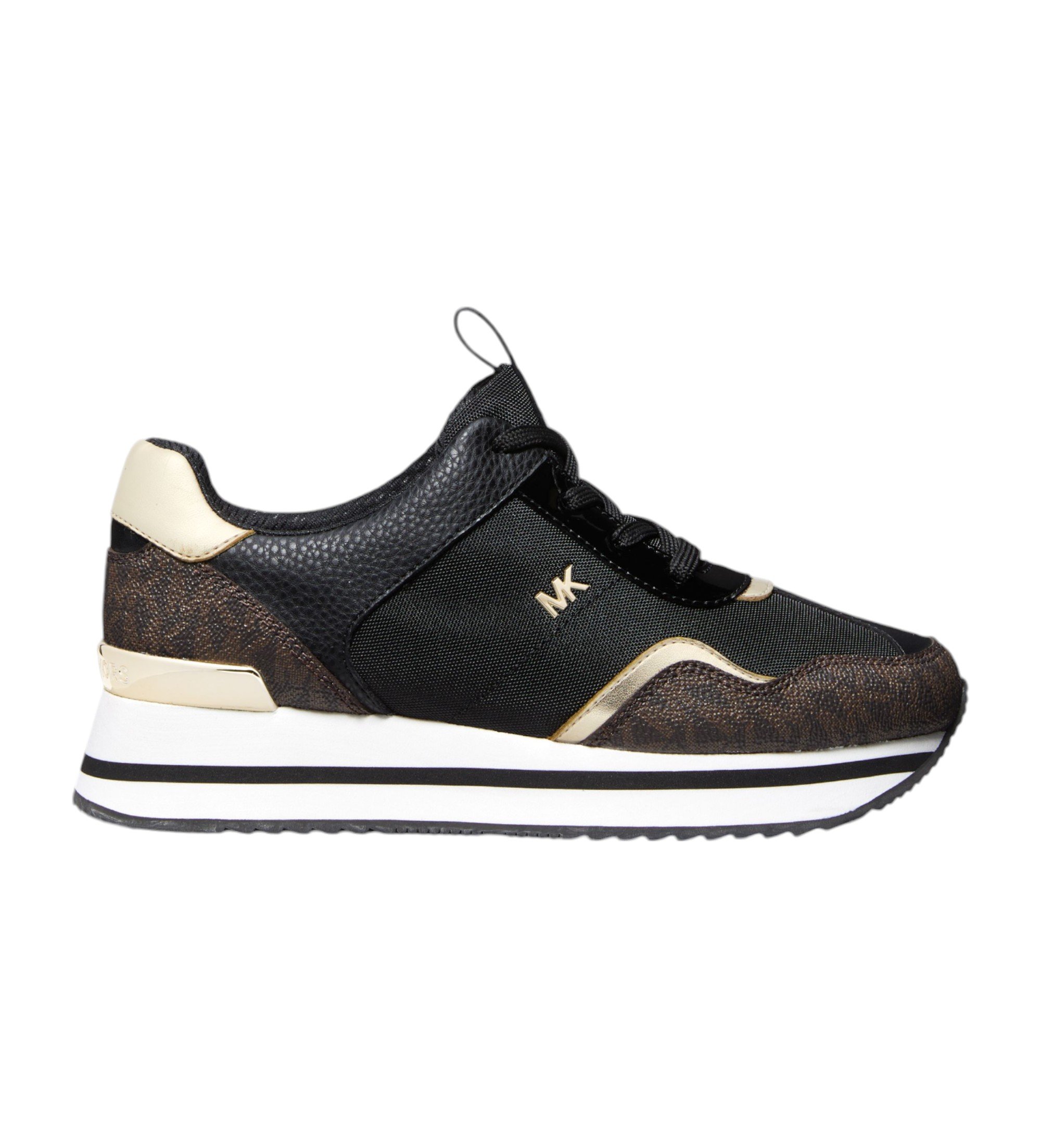 Michael Kors für Damen. 43R4RNFSCD Raina Plateau-Canvas-Turnschuhe schwarz (37), Wohnung, Schnürsenkel, Lässig