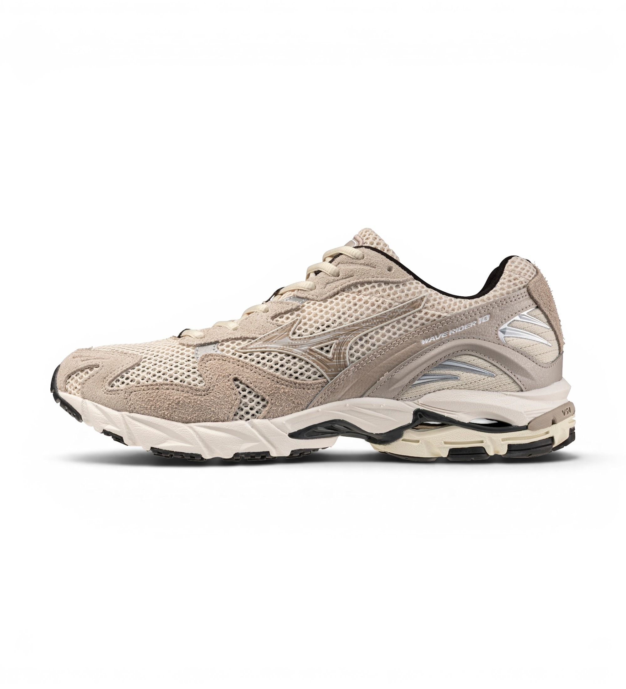 Mizuno Unisex. D1GA2611 Sneaker Wave Rider 10 beige (45), Wohnung, Schnürsenkel, Lässig