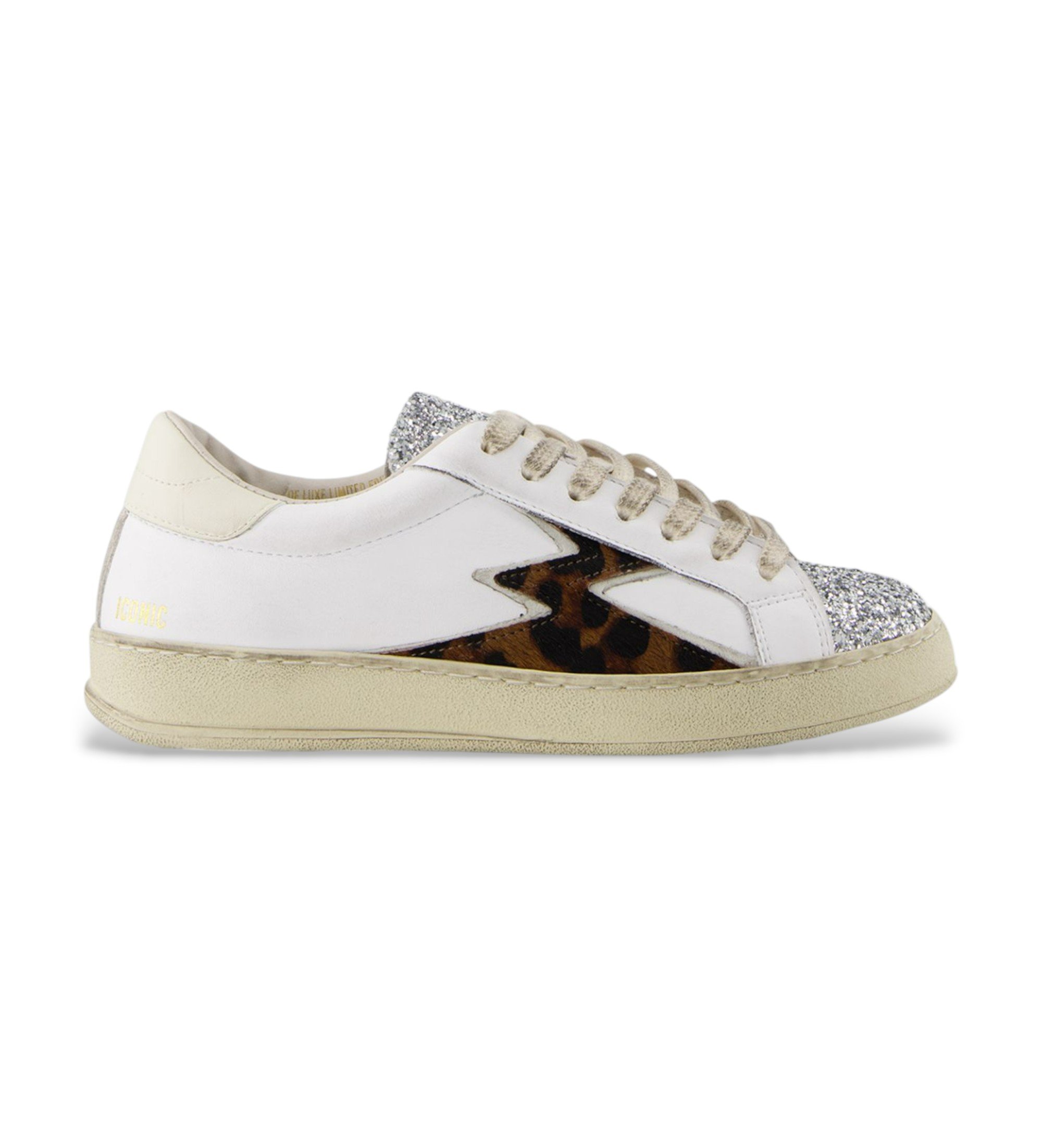 MOA Concept für Damen. IC134 Ikonische Leder-Sneakers weiß (40), Wohnung, Schnürsenkel, Lässig