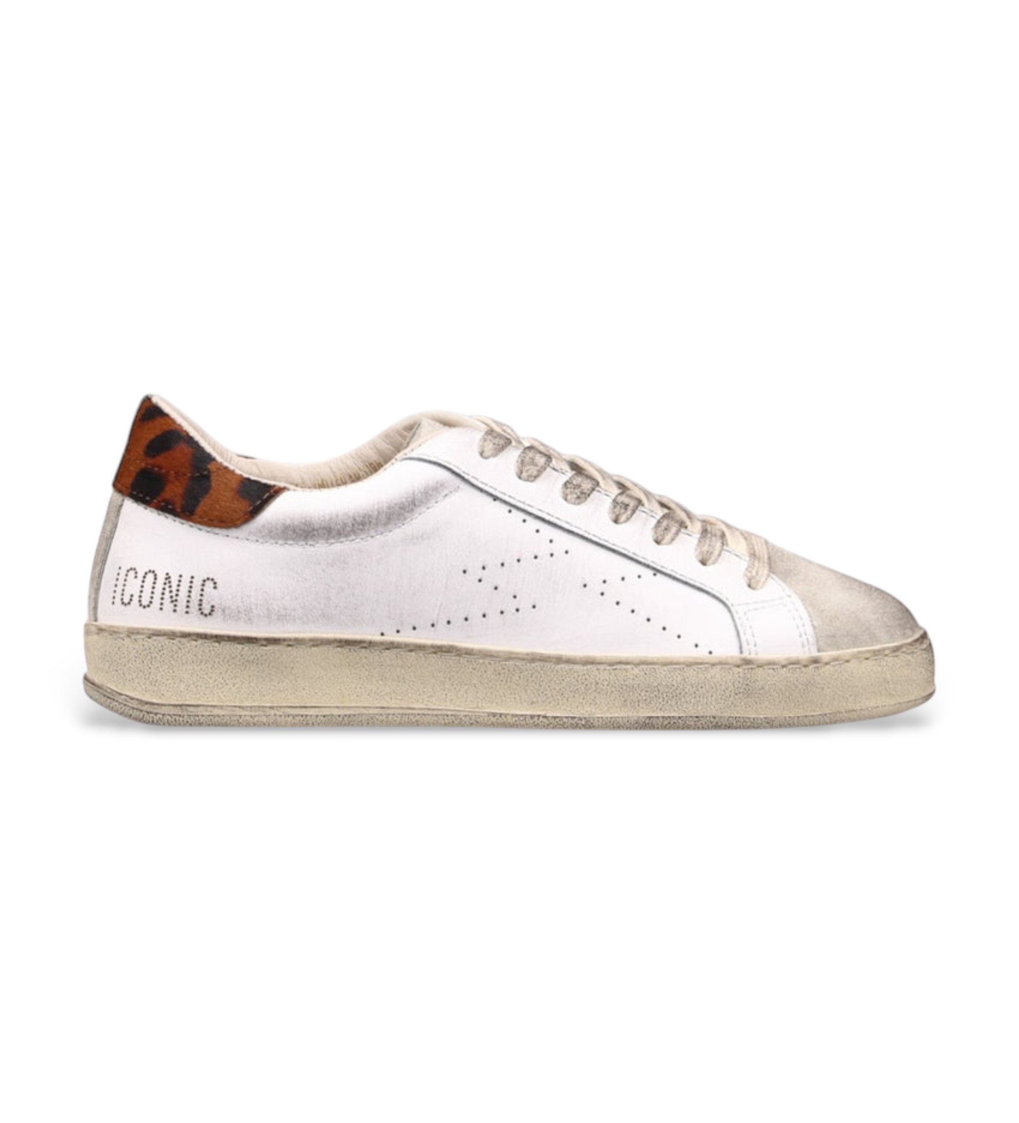 MOA Concept für Damen. IC138 Ikonische Leder-Sneakers in Silber (37), Wohnung, Schnürsenkel, Lässig