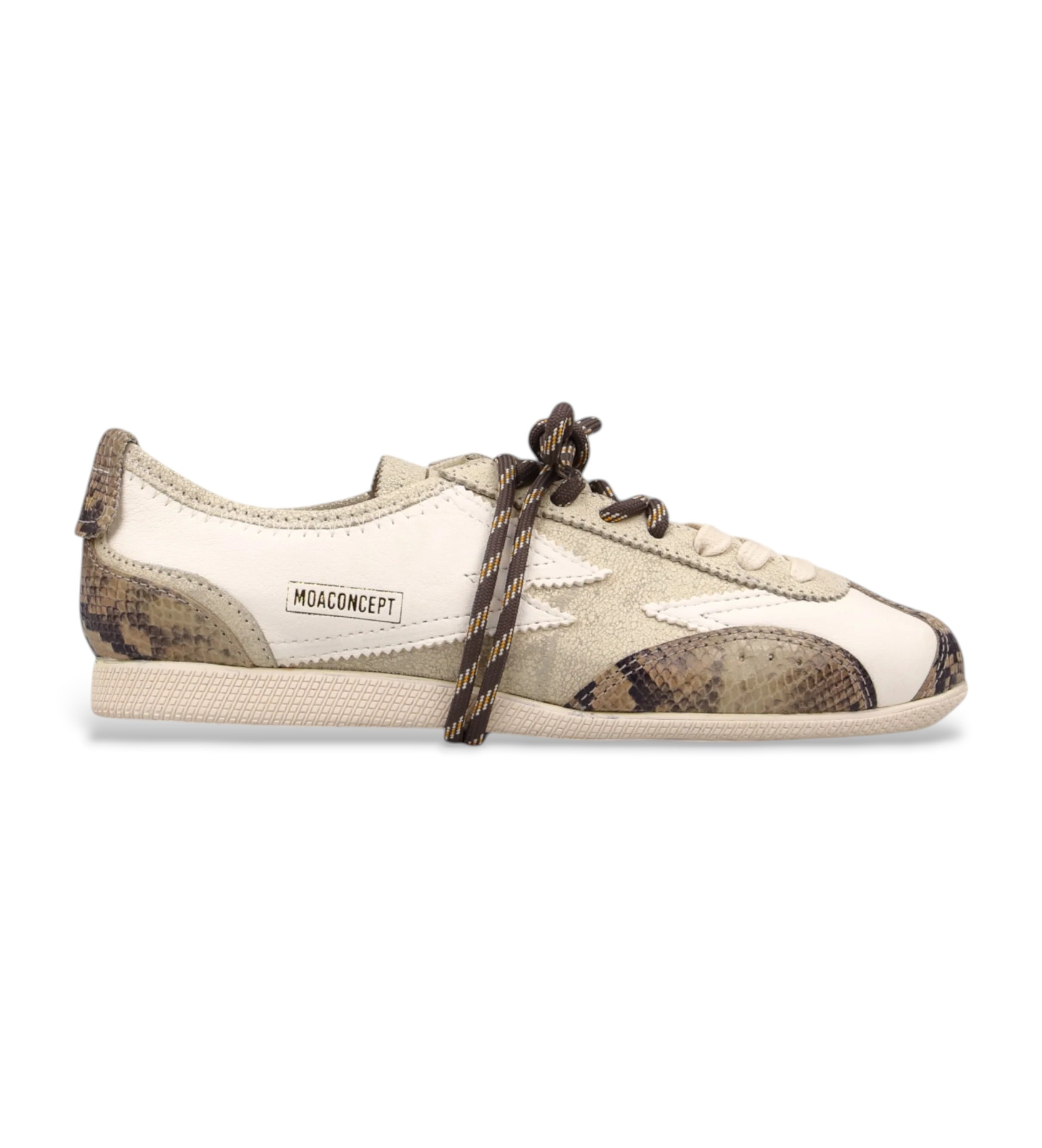 MOA Concept für Damen. IK298 Ikigai Beige Leder Hausschuhe (40), Wohnung, Schnürsenkel, Lässig