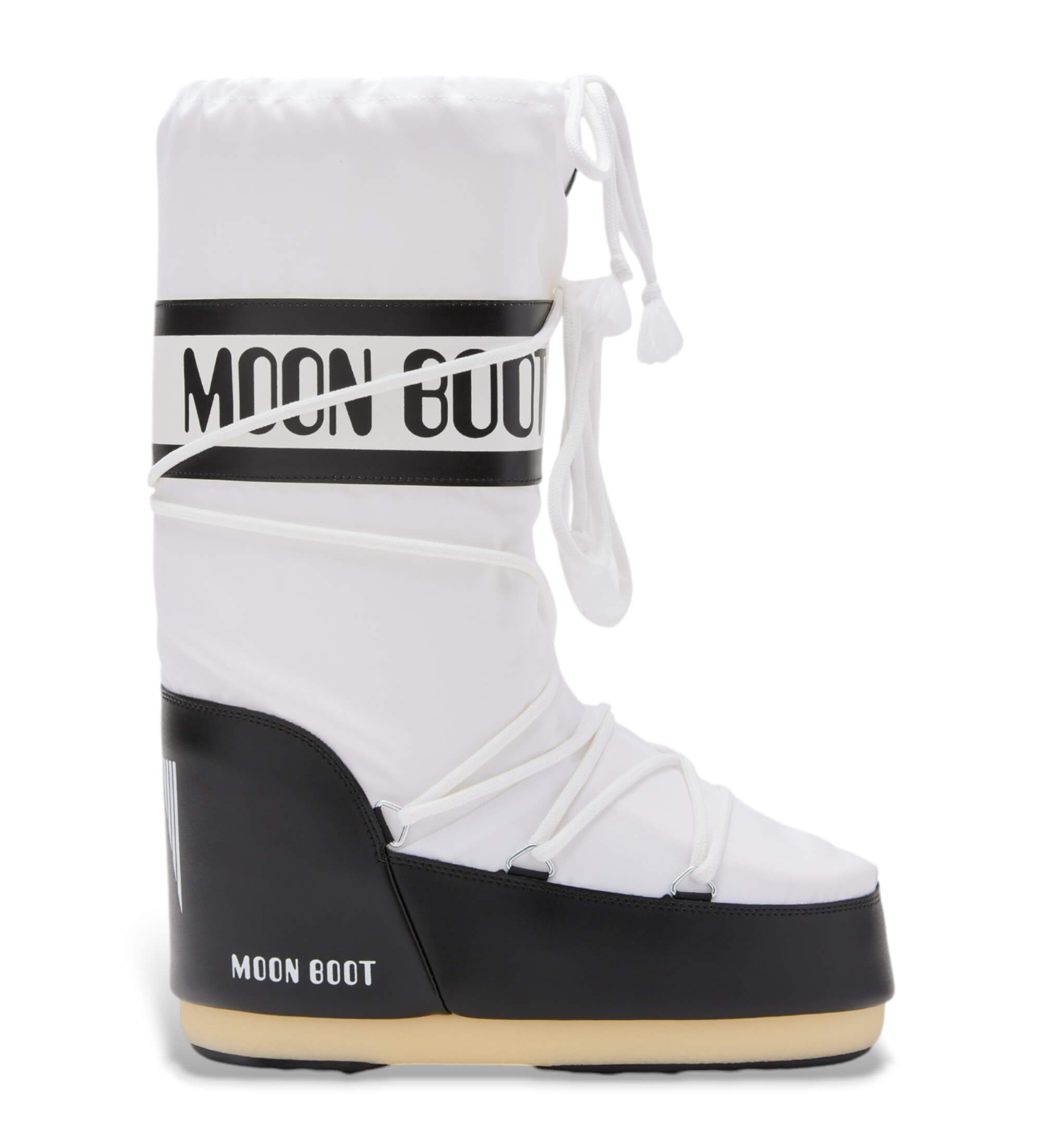 Moon Boot für Damen. 80D1400440 Icon Nylon Stiefel schwarz, weiß (35/38), Wohnung, Keine, Lässig, Schnee