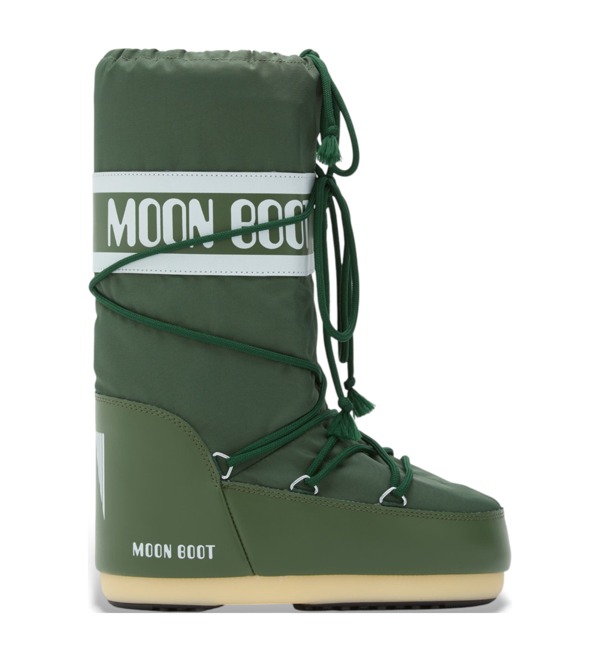 Moon Boot Unisex. 80D1400440 Icon Nylon Stiefel grün (35/38), Wohnung, Schnürsenkel, Lässig