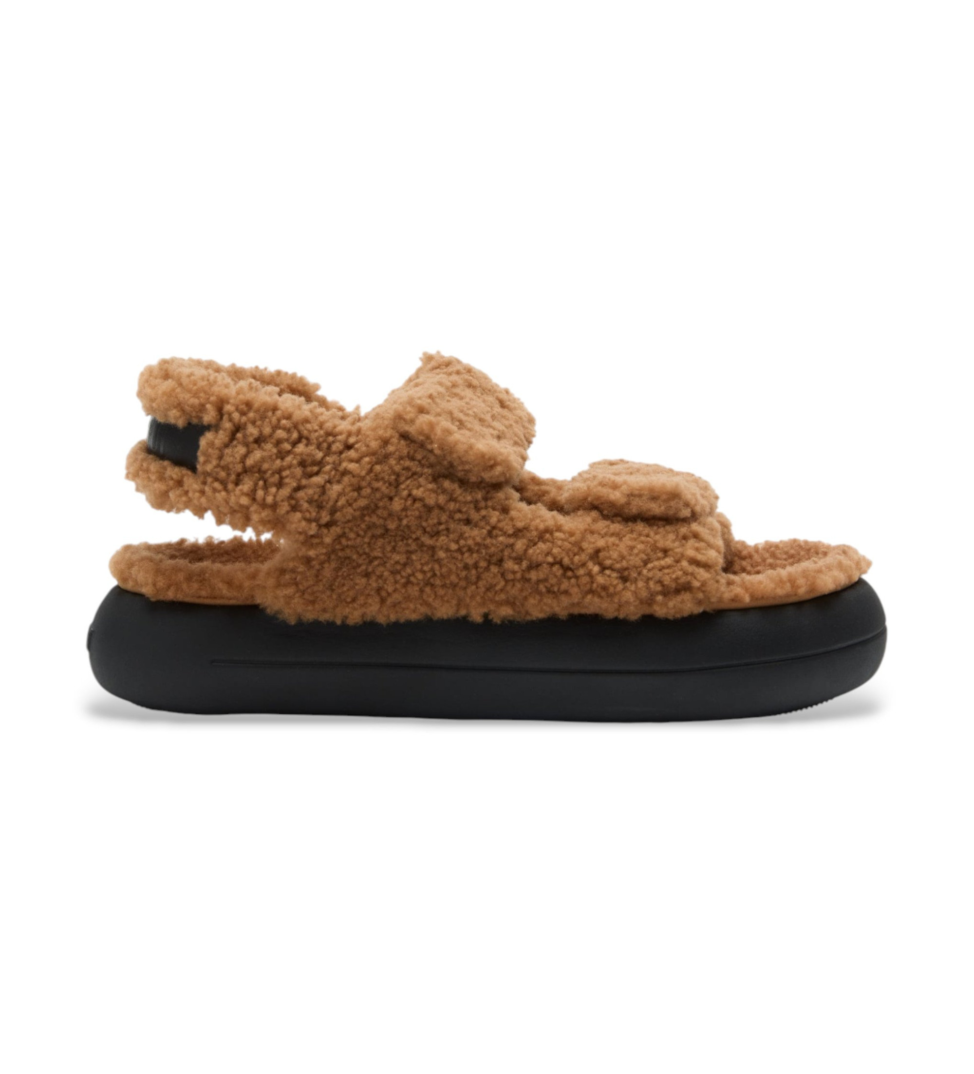 Moon Boot für Damen. 80D2420020 Braune Sandalen aus Shearling-Leder (36), Wohnung, 1 bis 3 cm, Klettverschluss, Lässig