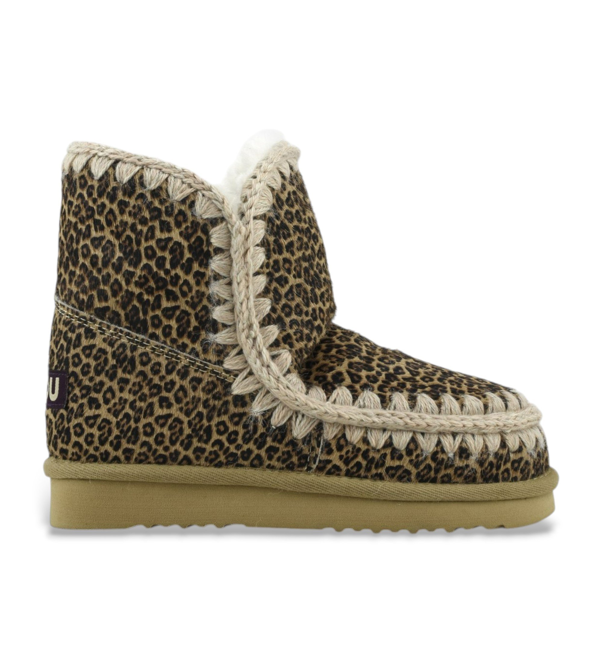 Mou für Damen. MU.FW101001D Eskimo 18 Ponyskin Lederstiefel mit Tiermuster (37), Wohnung, Keine, Lässig, Tierdruck, Schnee