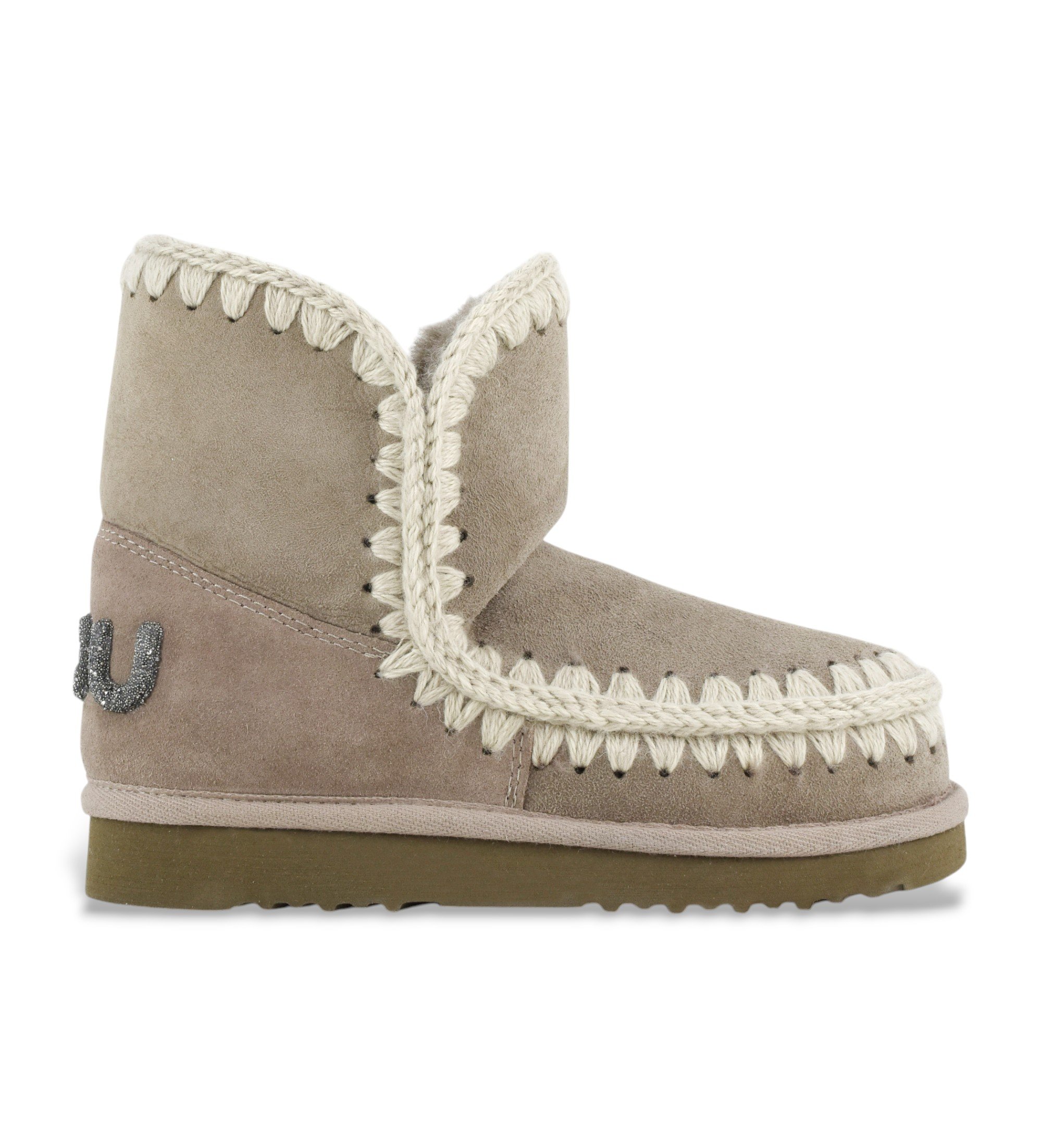Mou für Damen. MU.FW101050A Lederstiefel Eskimo 18 Glitter Logo taupe (37), 5 bis 8 cm, Keine, Lässig