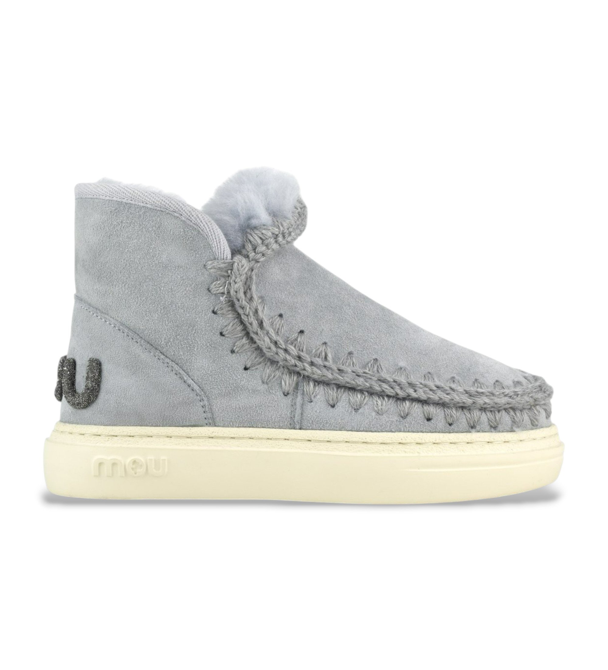 Mou für Damen. MU.FW411001A Lederstiefeletten Eskimo bold glitter logo blau (40), Wohnung, Keine, Lässig