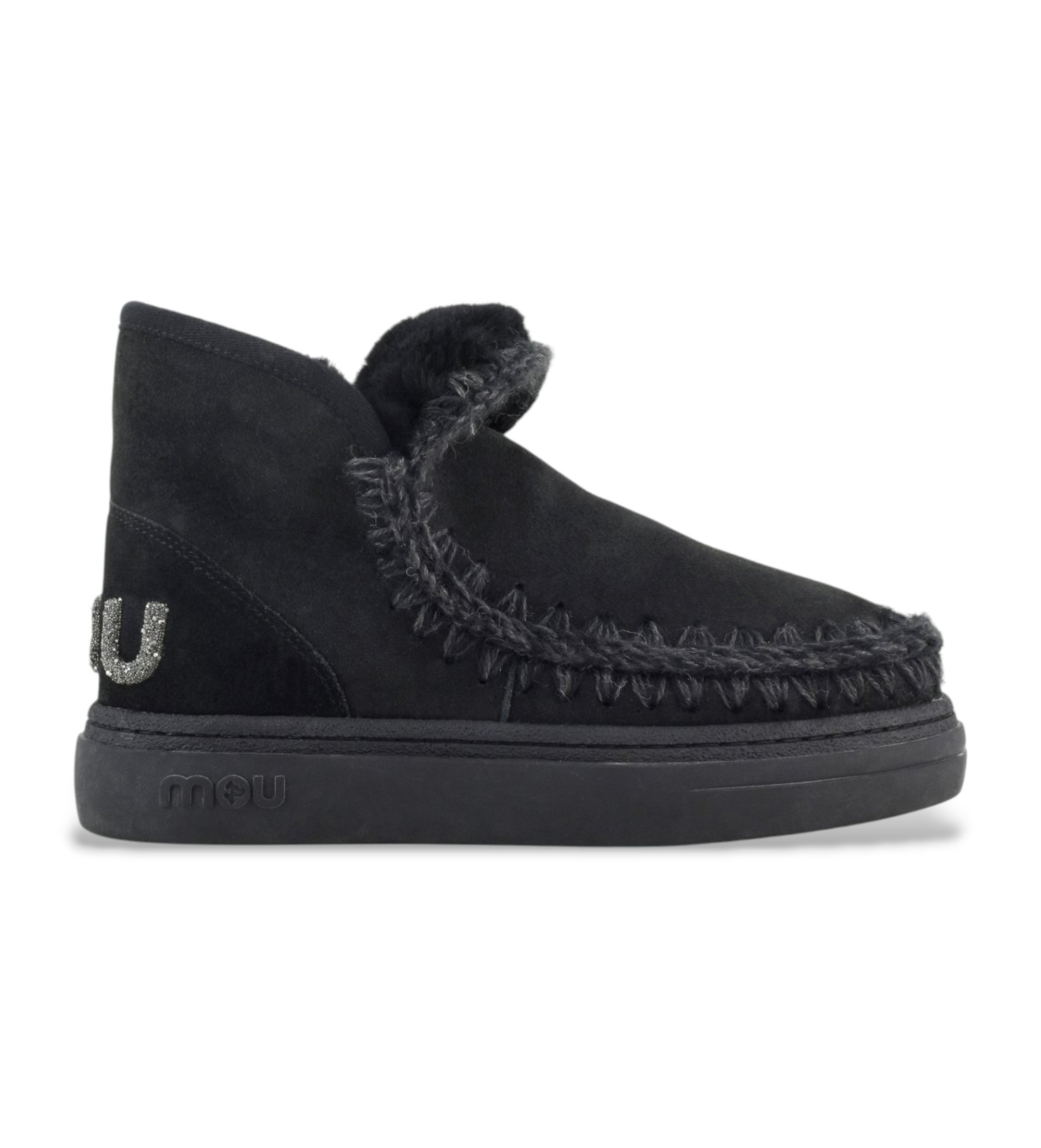 Mou für Damen. MU.FW411001A Lederstiefeletten Eskimo bold glitter logo schwarz (40), Wohnung, Keine, Lässig