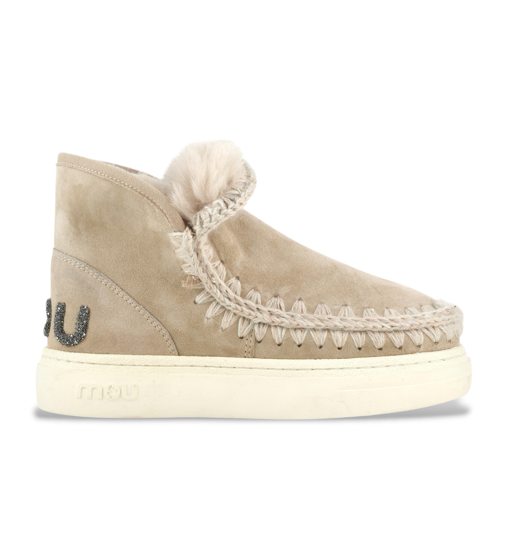 Mou für Damen. MU.FW411001A Lederstiefeletten Eskimo sneak bold glitter logo braun (41), 3 bis 5 cm, Keine, Lässig