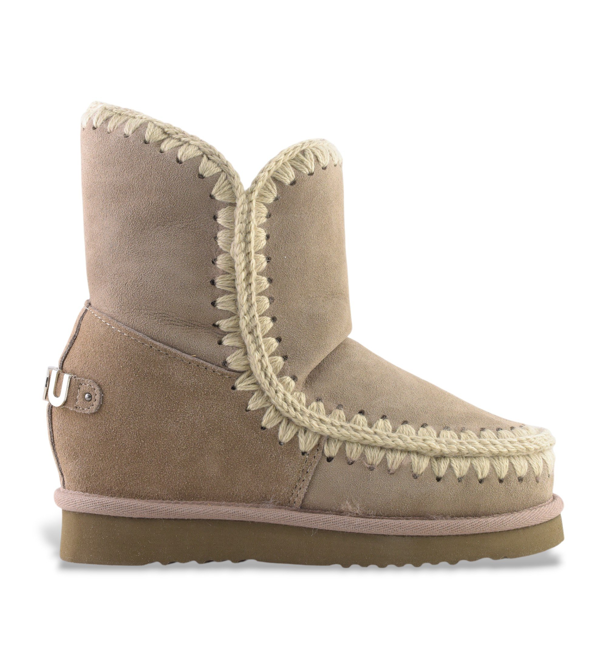 Mou für Damen. MU.FW121013A Lederstiefeletten Inner WedgeSh großes Metall-Logo taupe (39), 5 bis 8 cm, Keine, Lässig