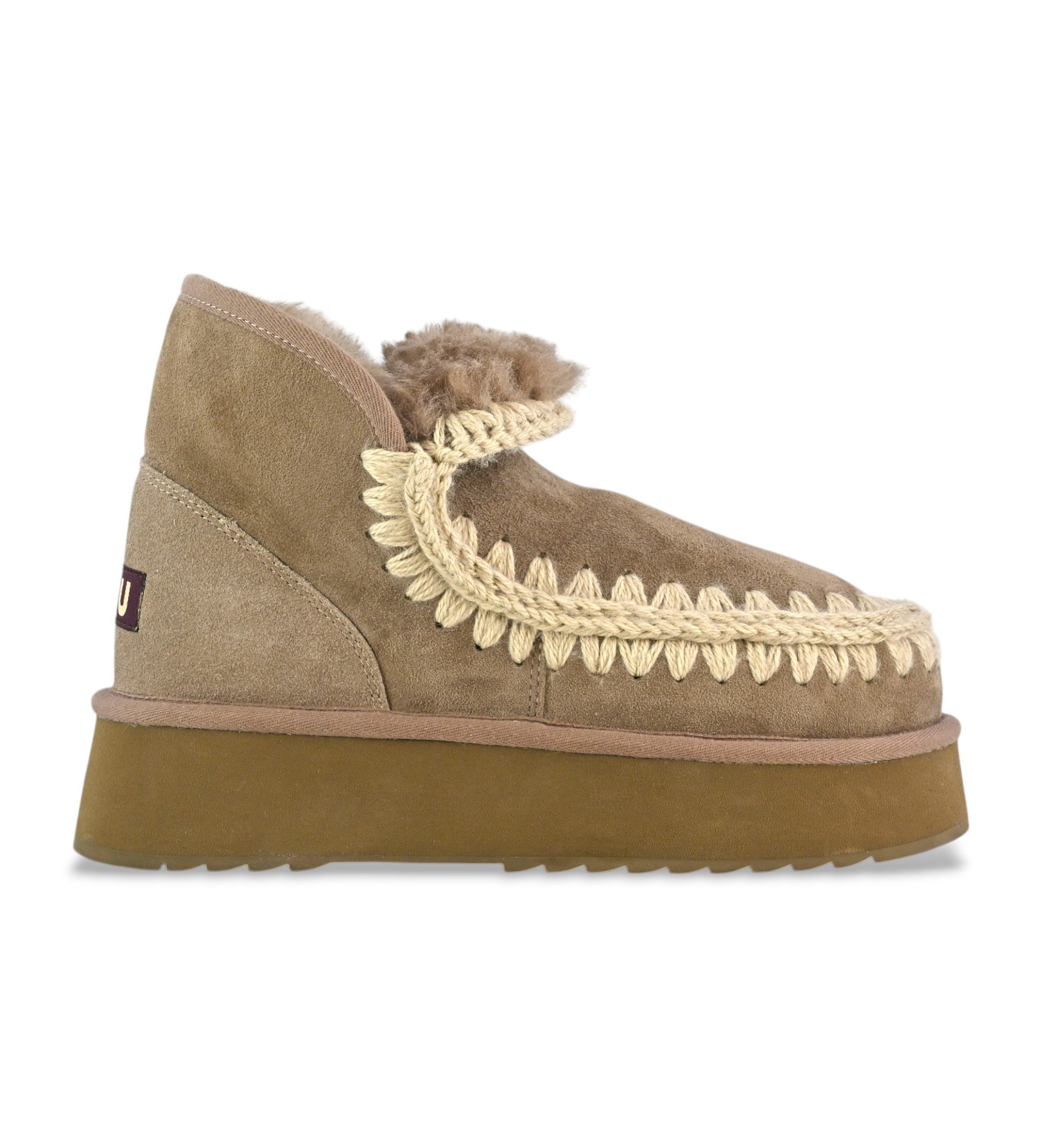 Mou für Damen. MU.FW681000A Lederstiefeletten Mini Eskimo Platform braun (41), 8 bis 10 cm, Keine, Lässig, Grau, Taupe