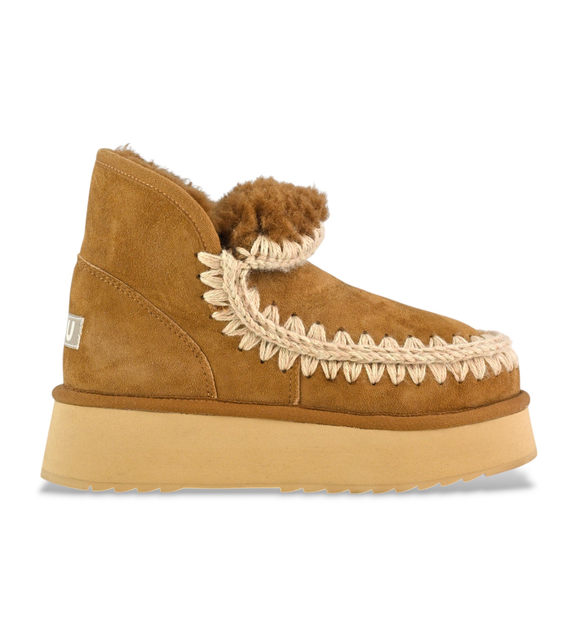 Mou für Damen. MU.FW681000A Lederstiefeletten Mini Eskimo Platform braun (37), 8 bis 10 cm, Keine, Lässig