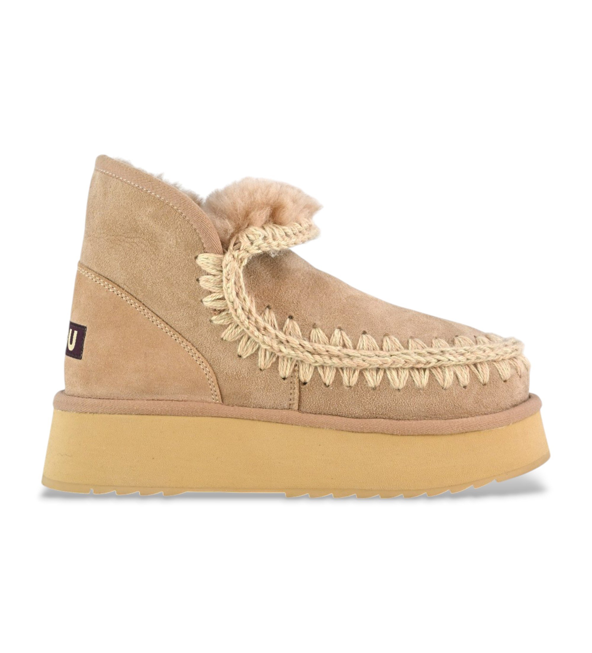 Mou für Damen. MU.FW681000A Lederstiefeletten Mini Eskimo Platform braun (39), Wohnung, Keine, Lässig