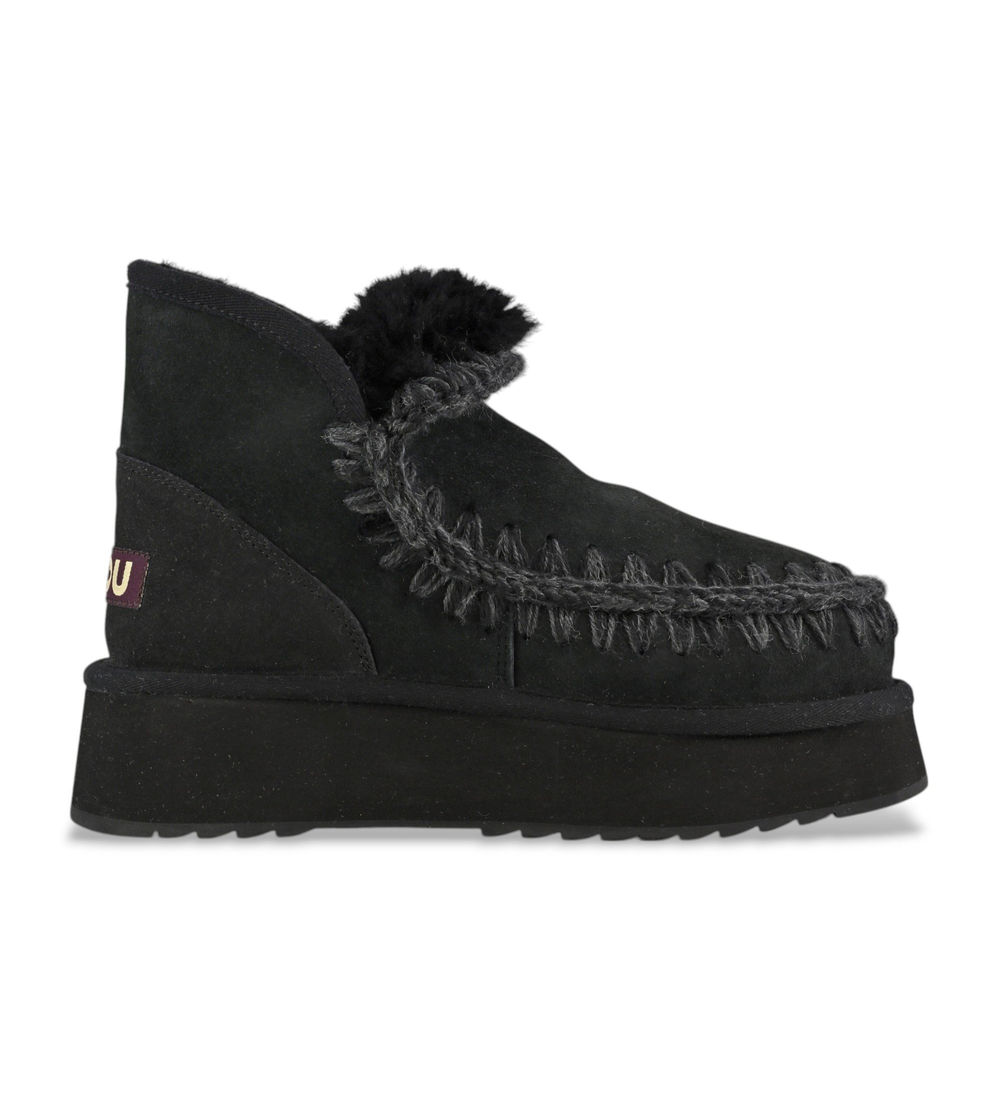Mou für Damen. MU.FW681000A Lederstiefeletten Mini Eskimo Platform schwarz (36), 8 bis 10 cm, Keine, Lässig