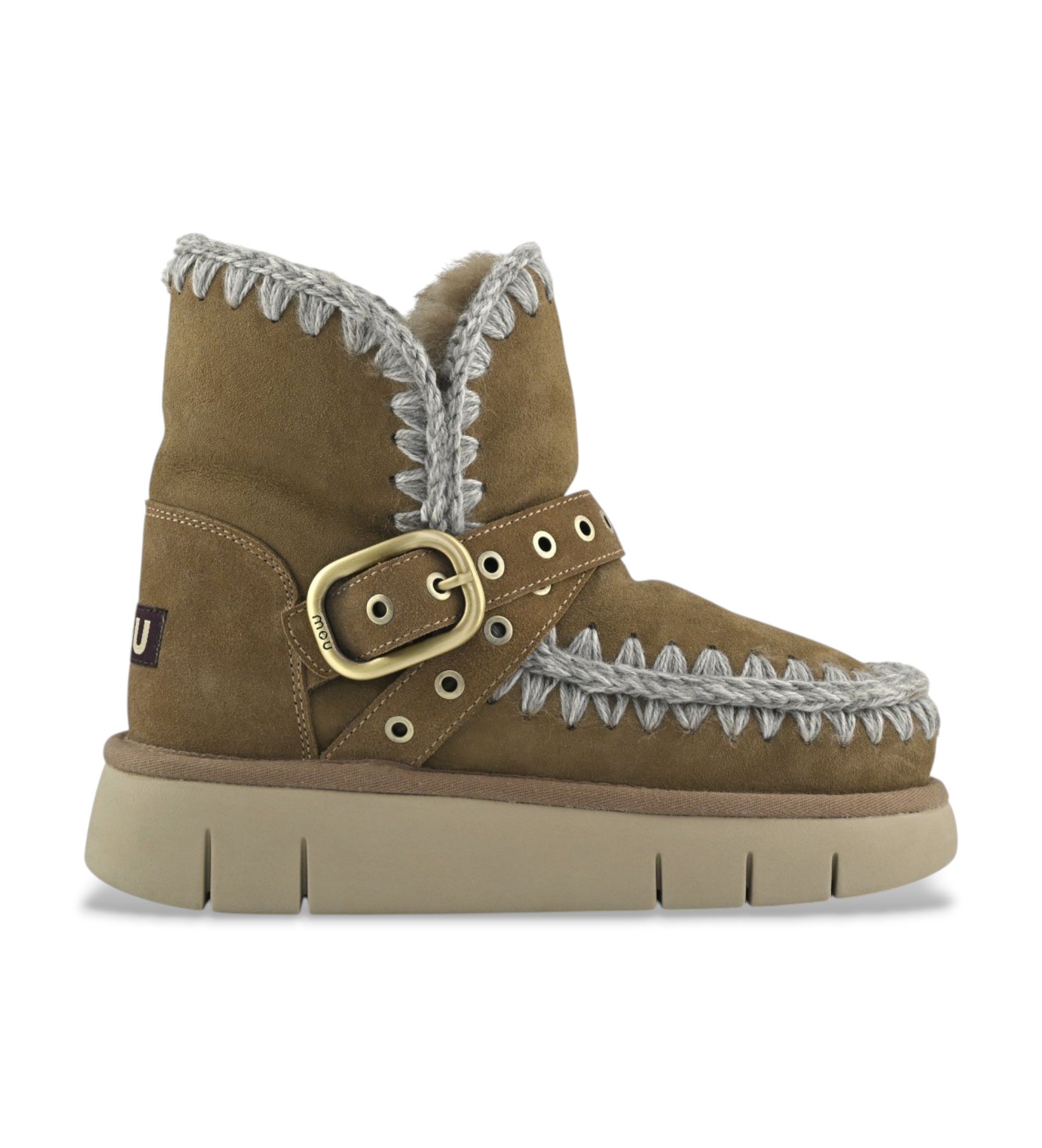 Mou für Damen. MU.FW531021A Braune Riemenstiefel aus Leder (40), 1 bis 3 cm, Keine, Lässig
