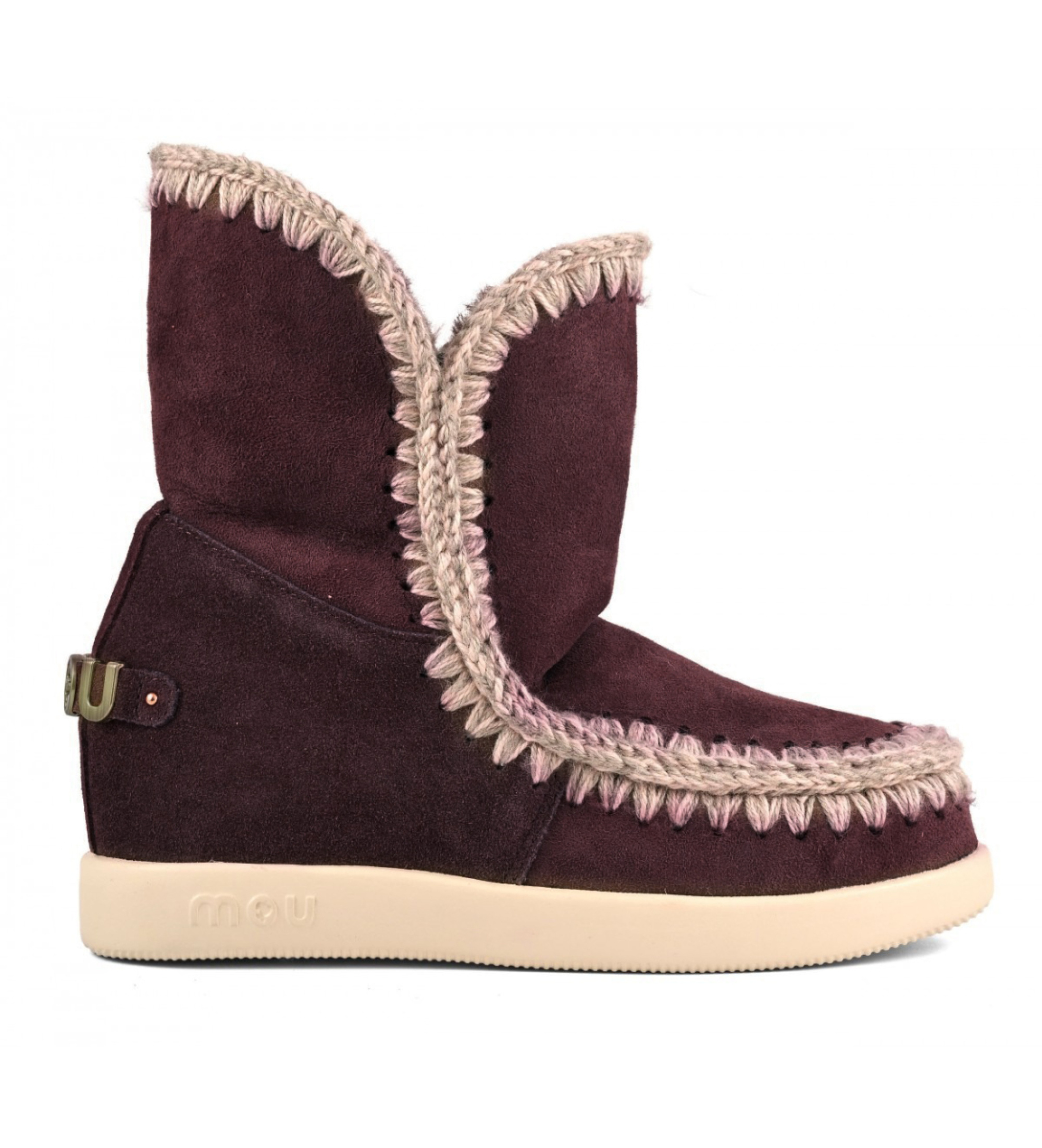 Mouvoor vrouwen. MU.FW771001A Suède enkellaarzen New Inner Wedge granaatrood (37), Leer, 3 tot 5 cm, Geen, Casual, Granaatappel