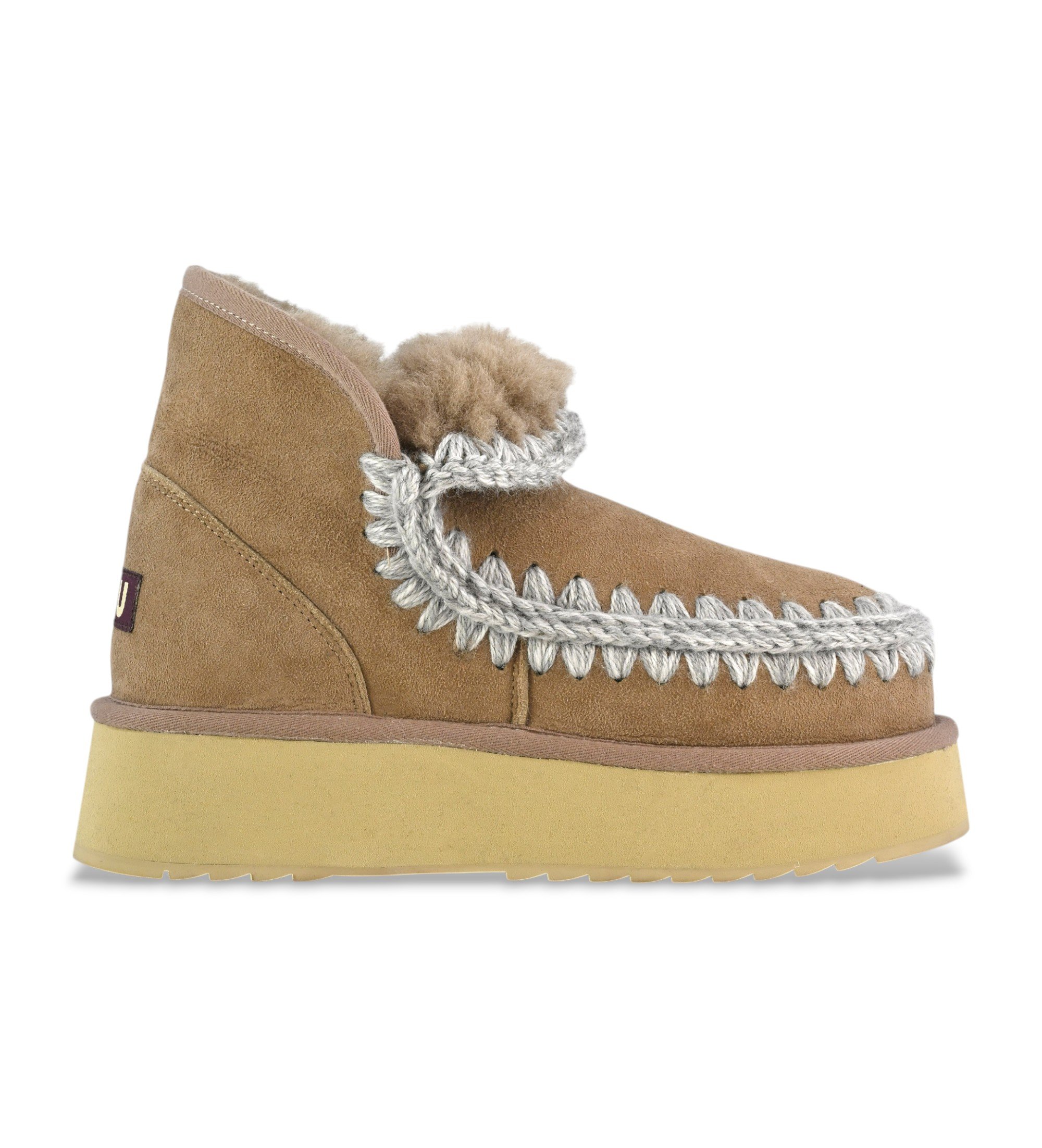 Mou für Damen. MU.FW681000A Lederstiefeletten Mini Eskimo Platform taupe, braun (36), 8 bis 10 cm, Keine, Lässig