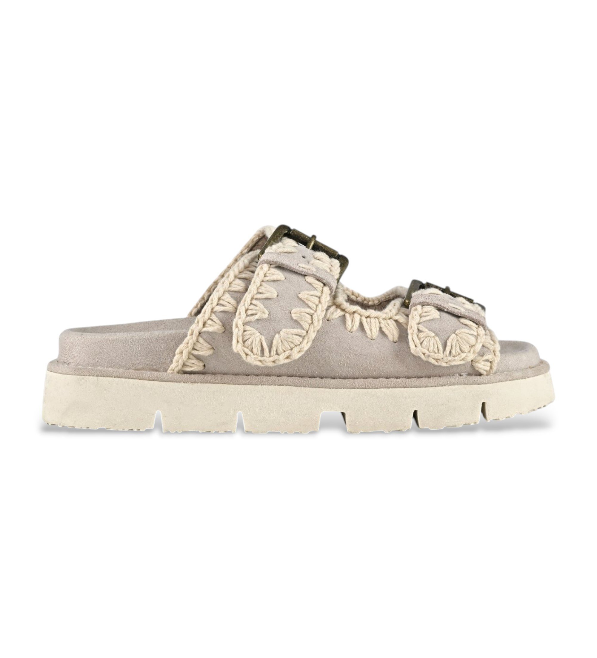 Mou für Damen. MU.SW461005A Bio Sandalen zwei Schnallen taupe (37), 1 bis 3 cm, Lässig