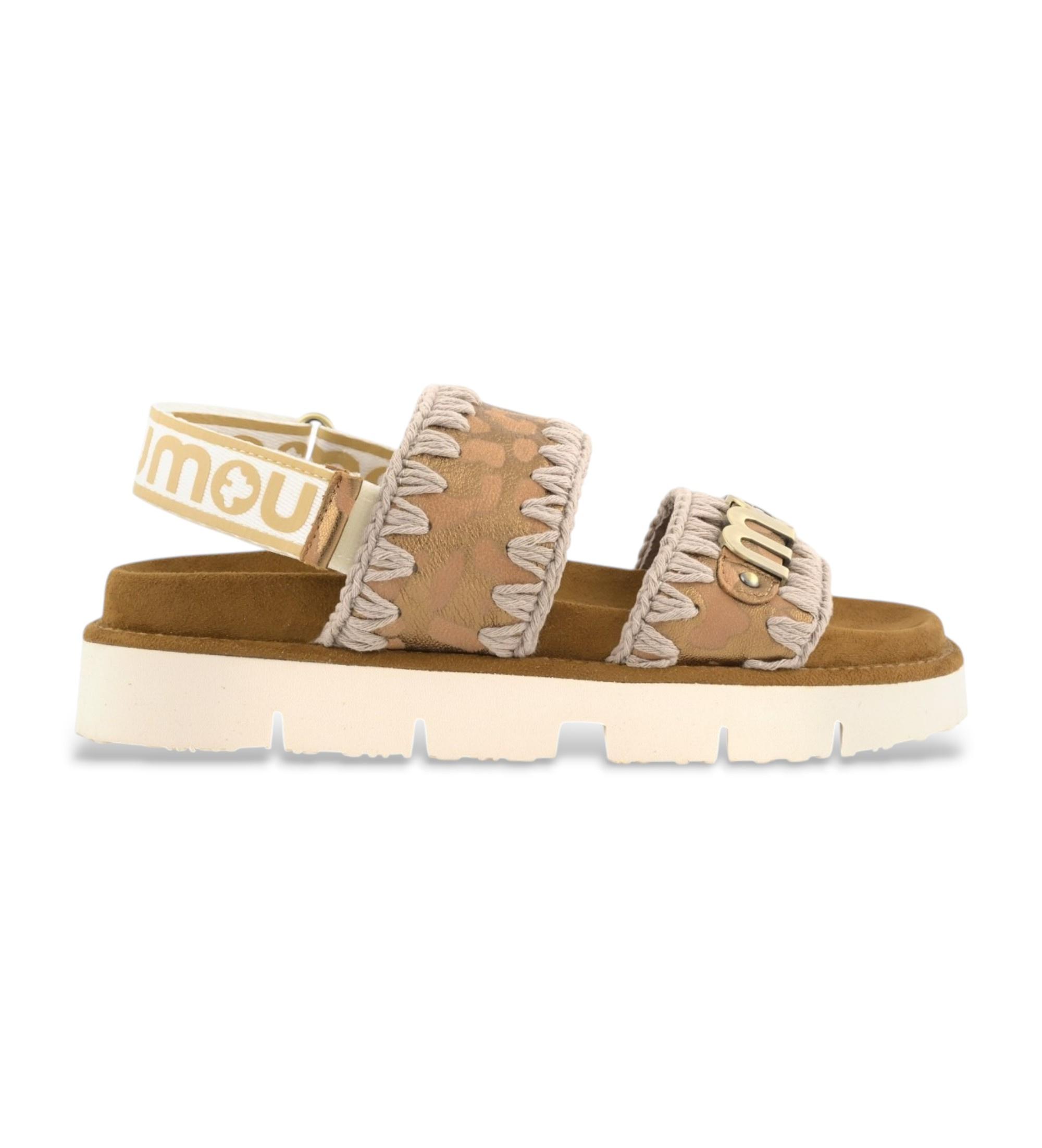Mou für Damen. MU.SW461001C Braune Bio-Logo-Sandalen (40), 1 bis 3 cm, Wildleder, Keine, Lässig