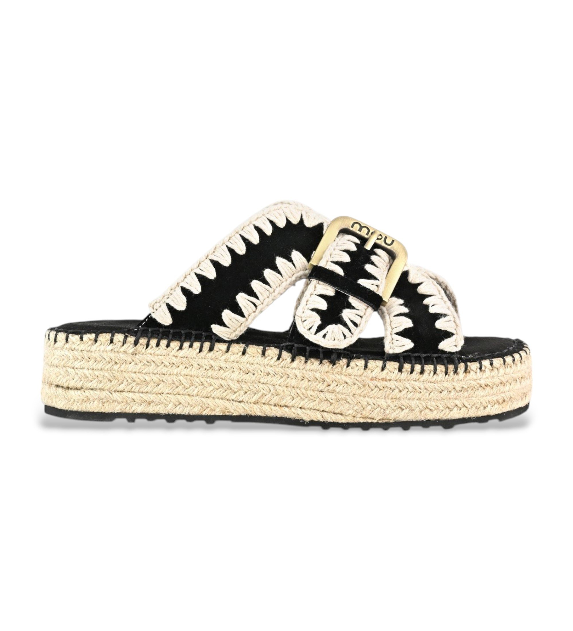 Mou für Damen. MU.SW641003A Schwarze Jute-Sandalen (41), 3 bis 5 cm, Keine, Lässig